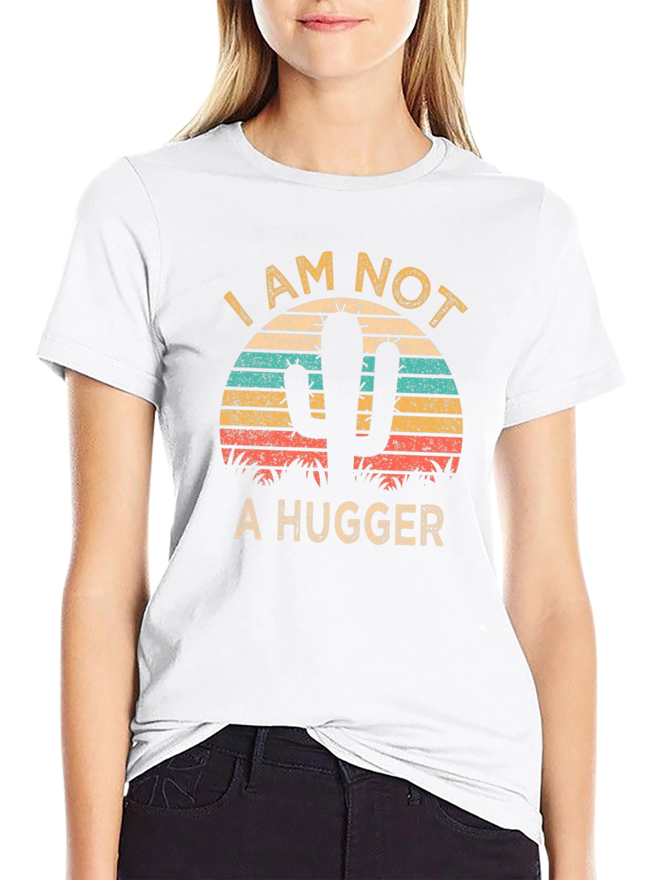 I am Not a Hugger Cactus Graphic T-Shirt