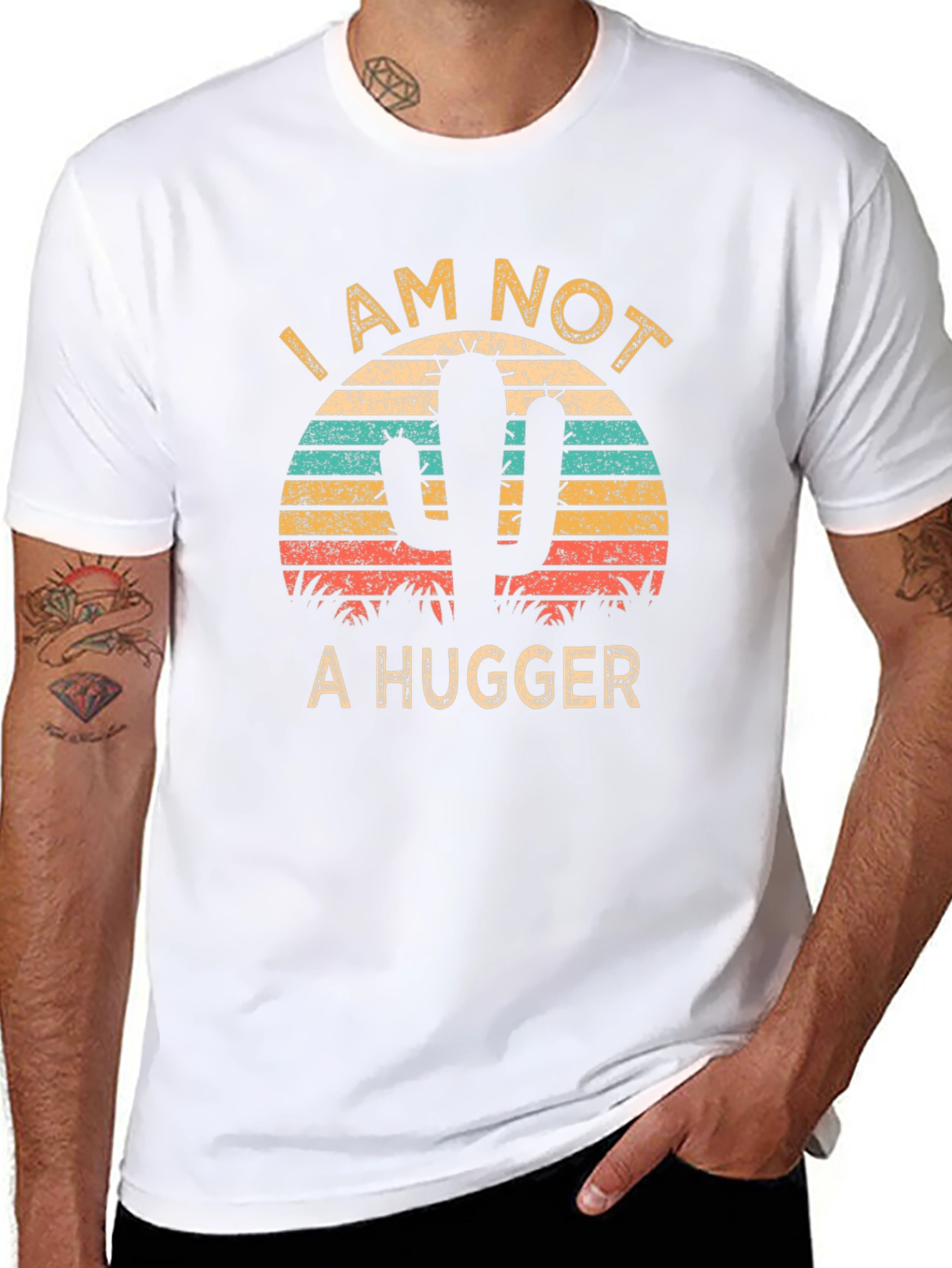 I am Not a Hugger Cactus Graphic T-Shirt