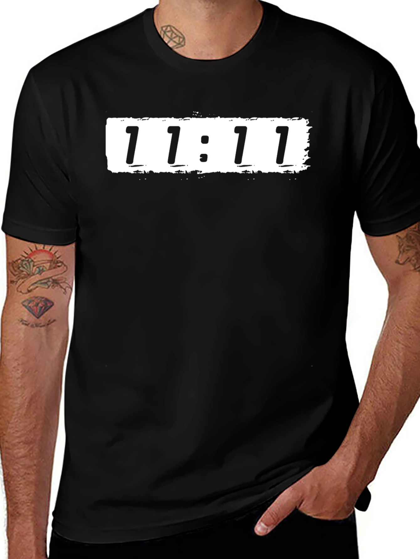 11:11 Graphic Tee - Black Cotton T-Shirt