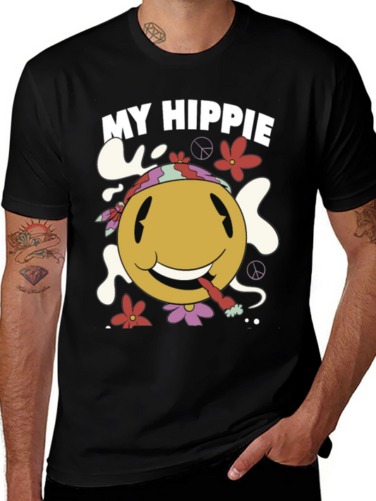 My Hippie Smiley Face Black T-Shirt