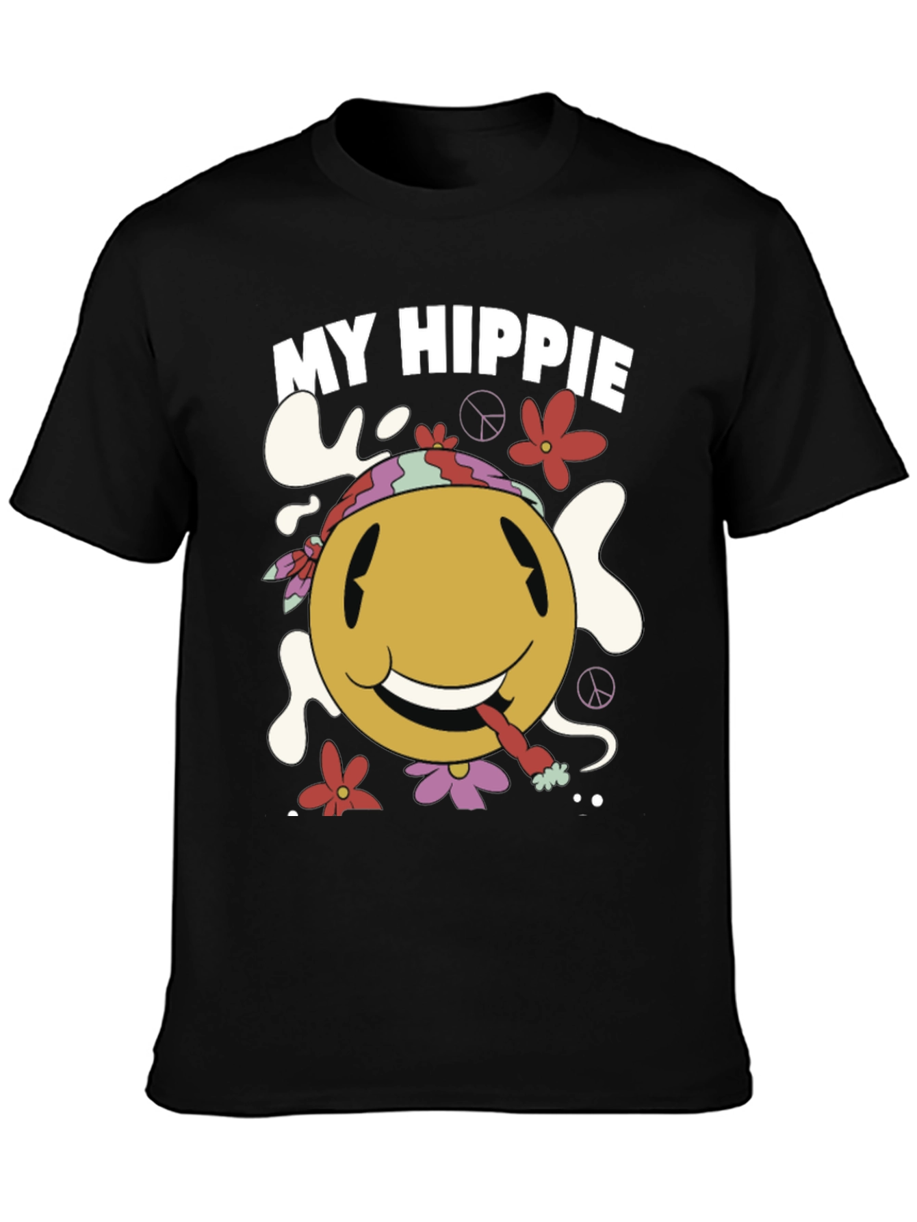 My Hippie Smiley Face Black T-Shirt