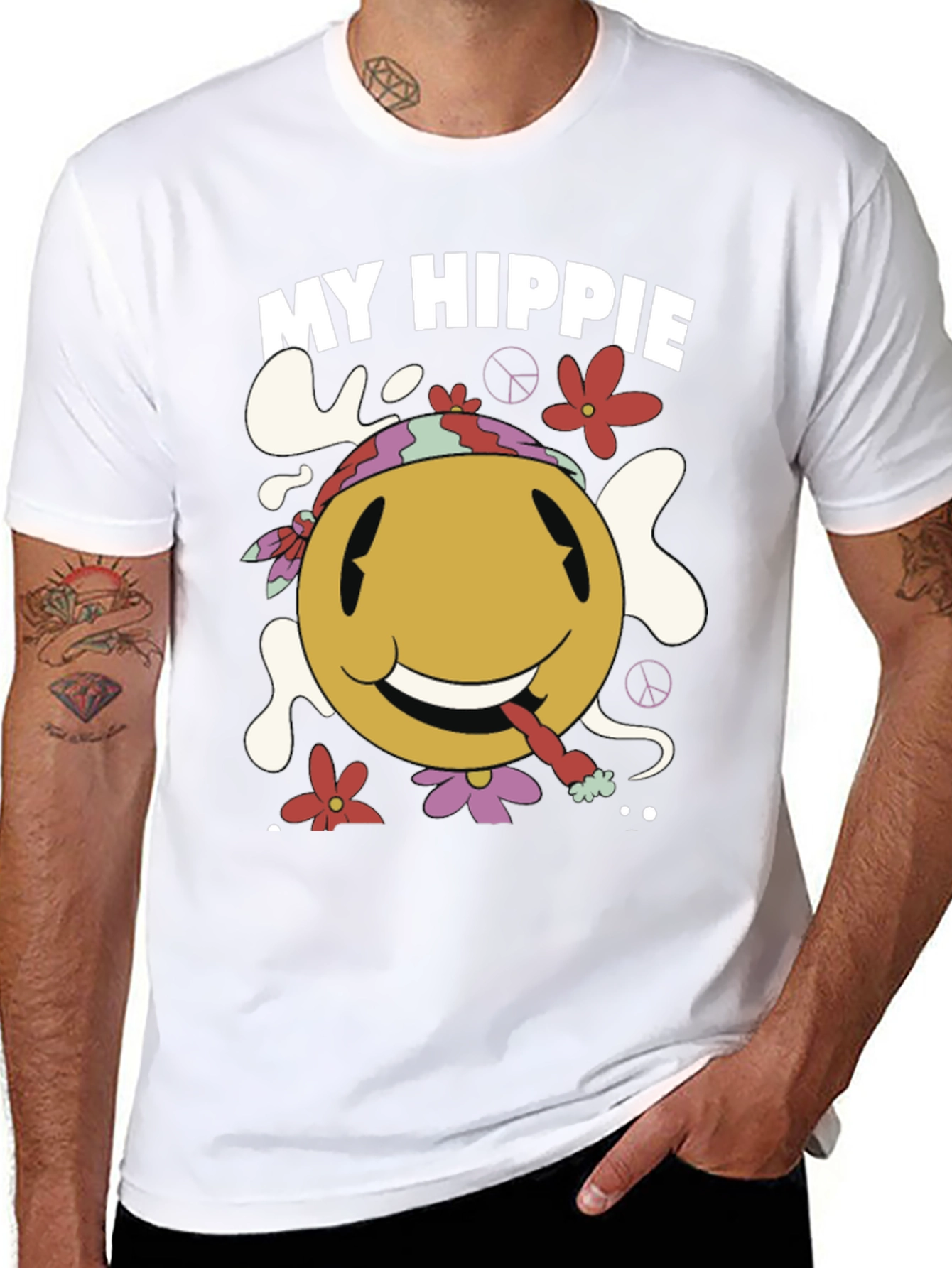 My Hippie Smiley Face Black T-Shirt