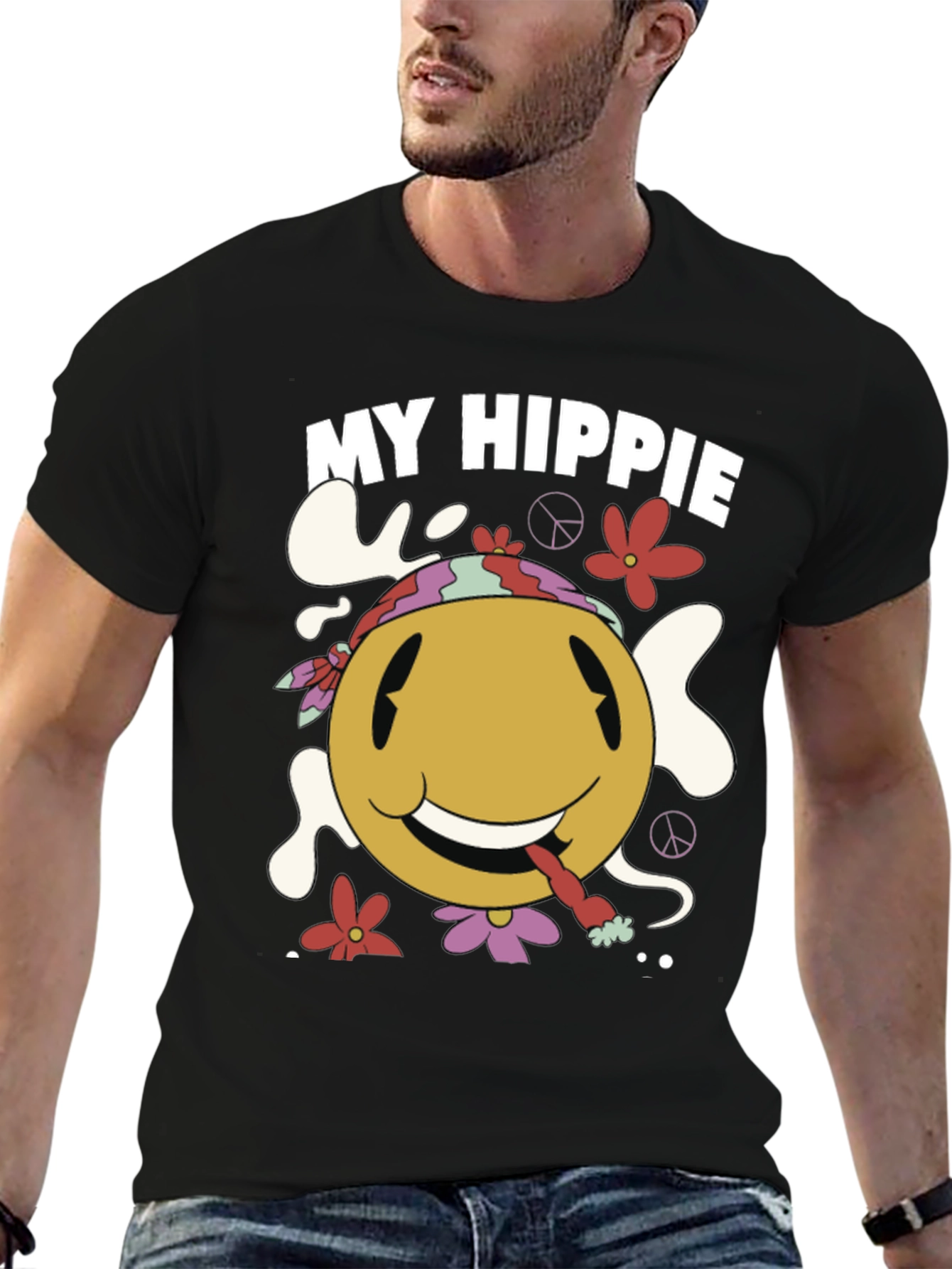My Hippie Smiley Face Black T-Shirt