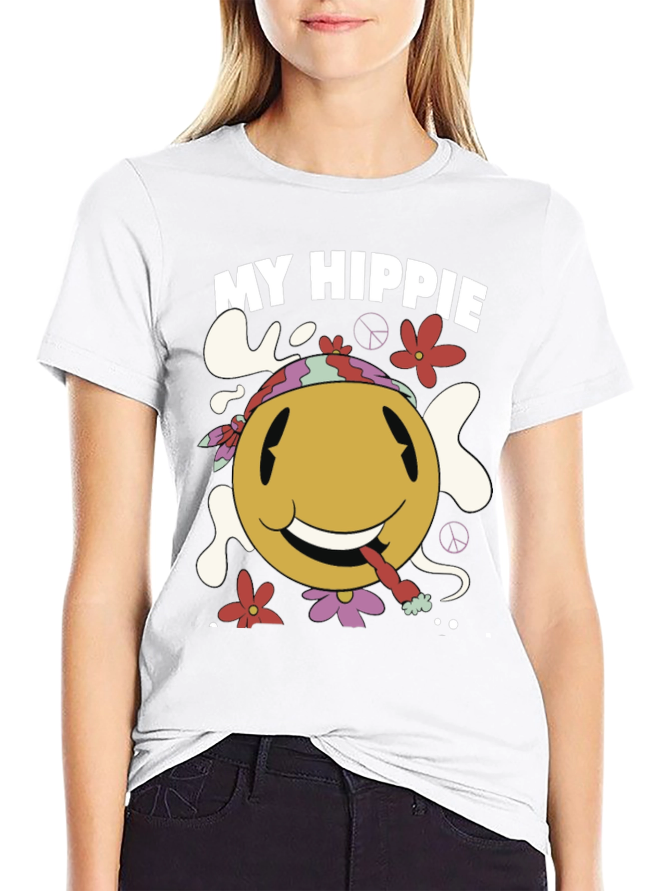 My Hippie Smiley Face Black T-Shirt