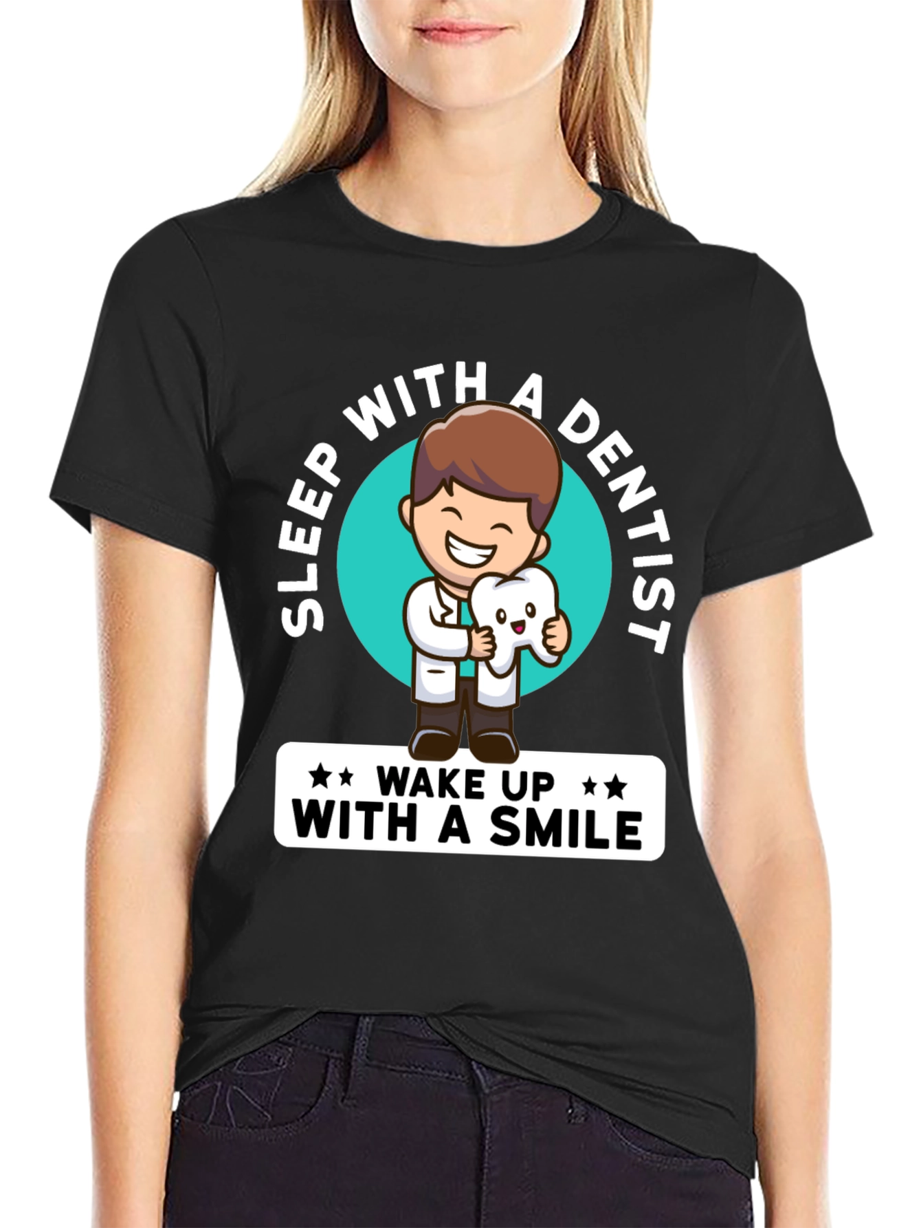 Sleep With a Dentist Black Graphic Tee