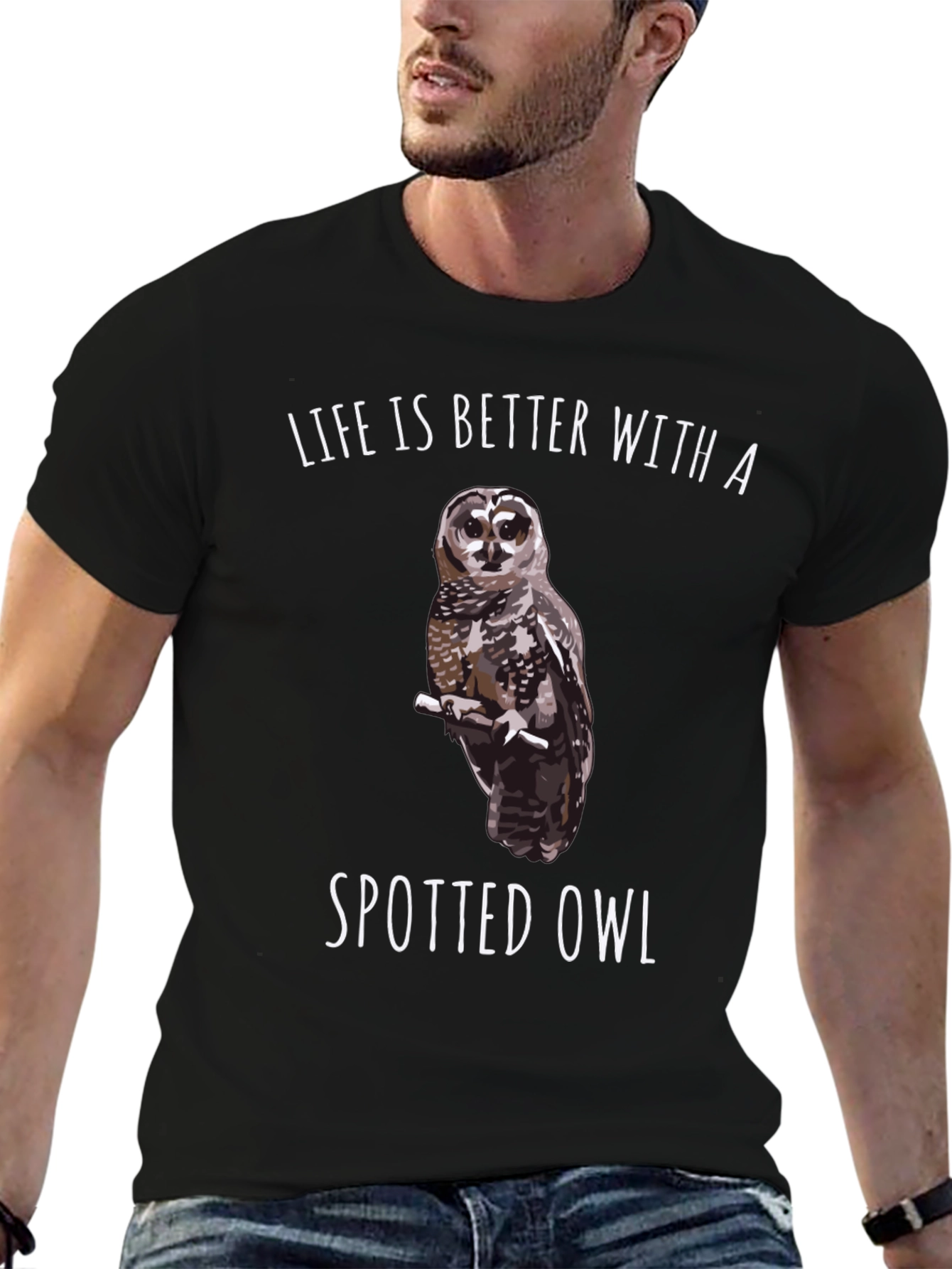 Spotted Owl Graphic T-Shirt: Life is Better