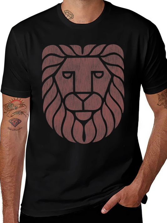 Lion Head Graphic Print T-Shirt - Stylish Mens Tee