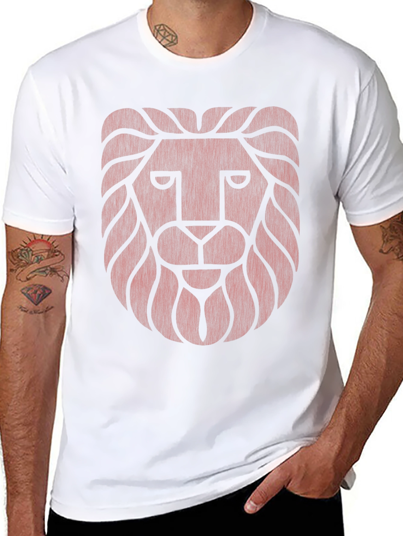 Lion Head Graphic Print T-Shirt - Stylish Mens Tee