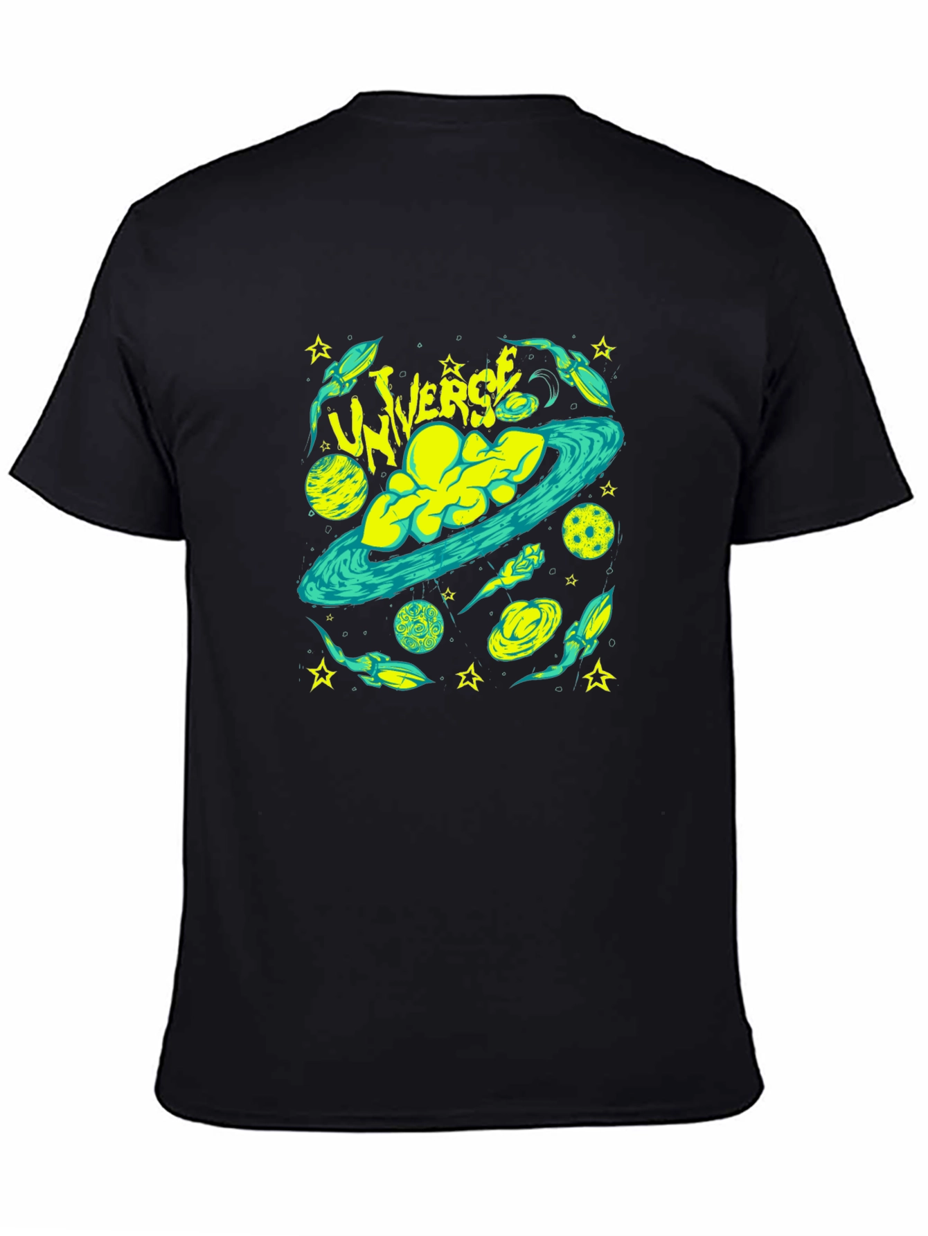 Universe Graphic Print Black T-Shirt