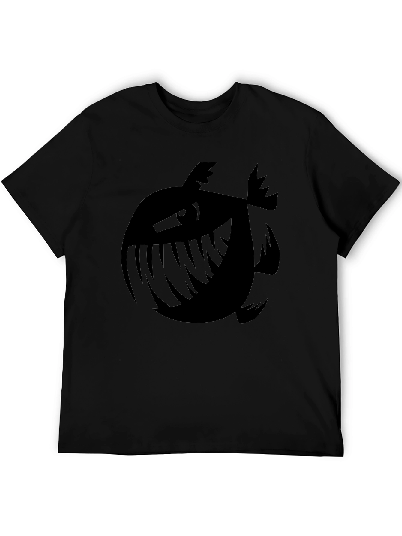 Mens Black Graphic Tee - Piranha Plant Design