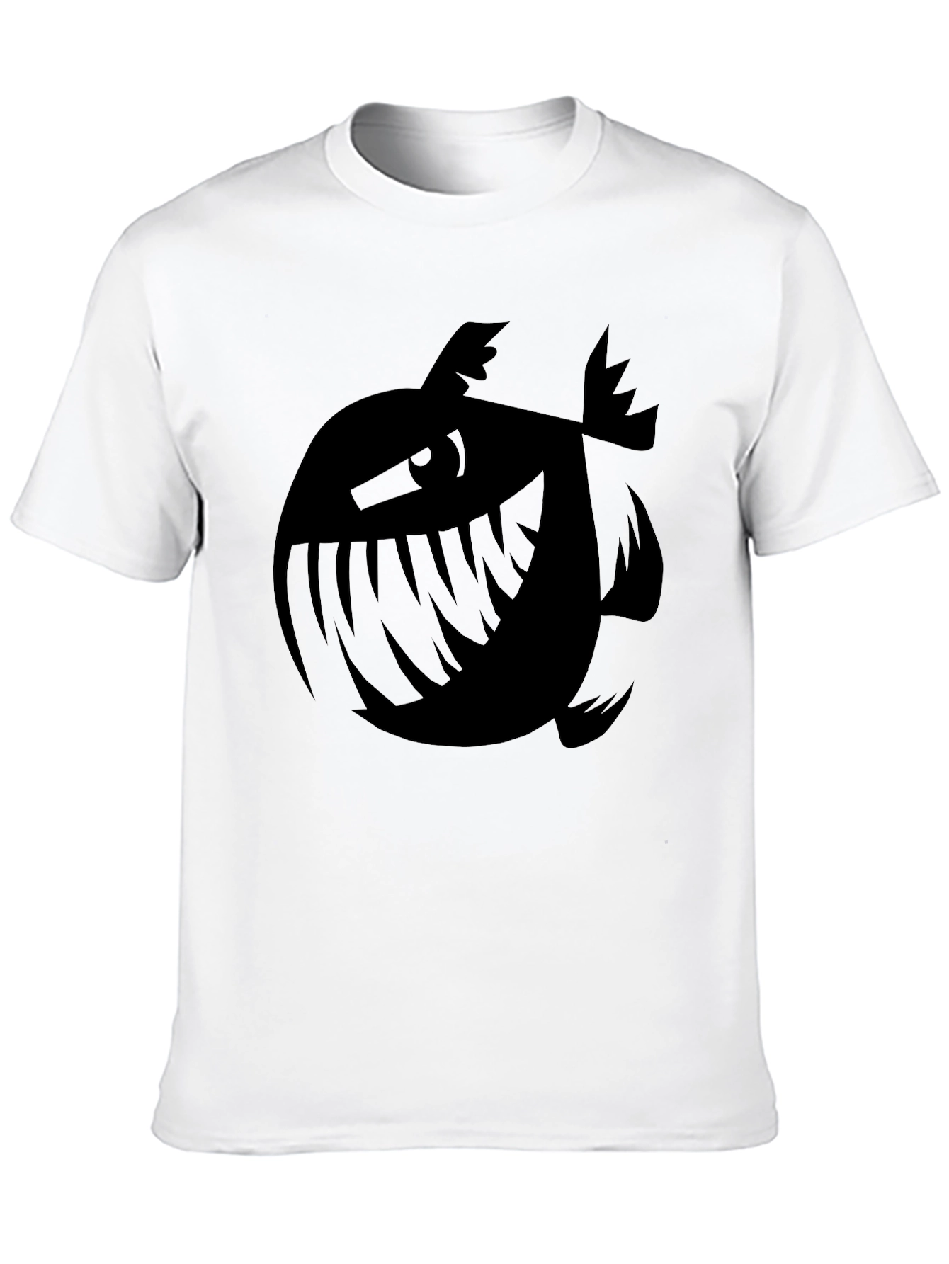 Mens Black Graphic Tee - Piranha Plant Design