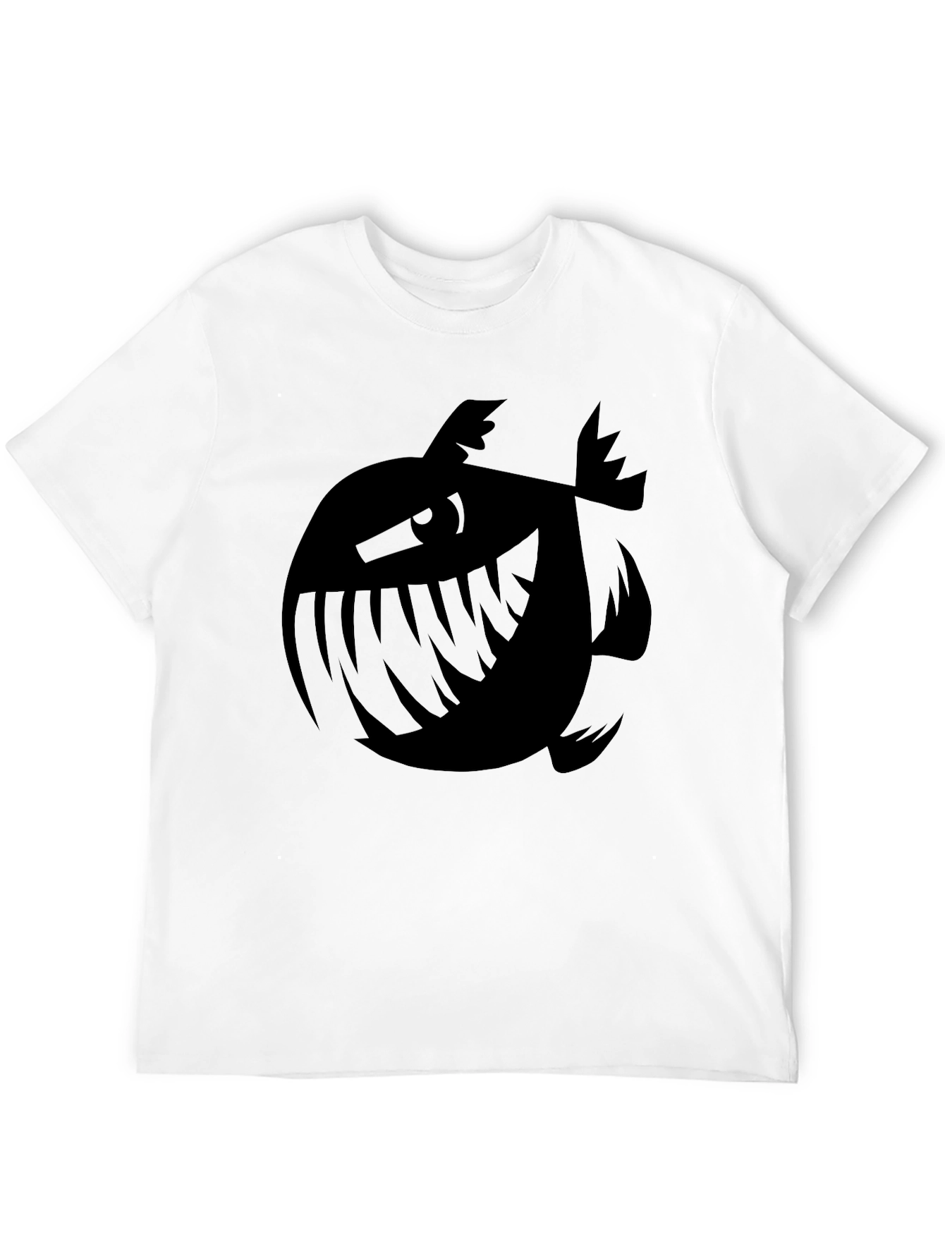 Mens Black Graphic Tee - Piranha Plant Design