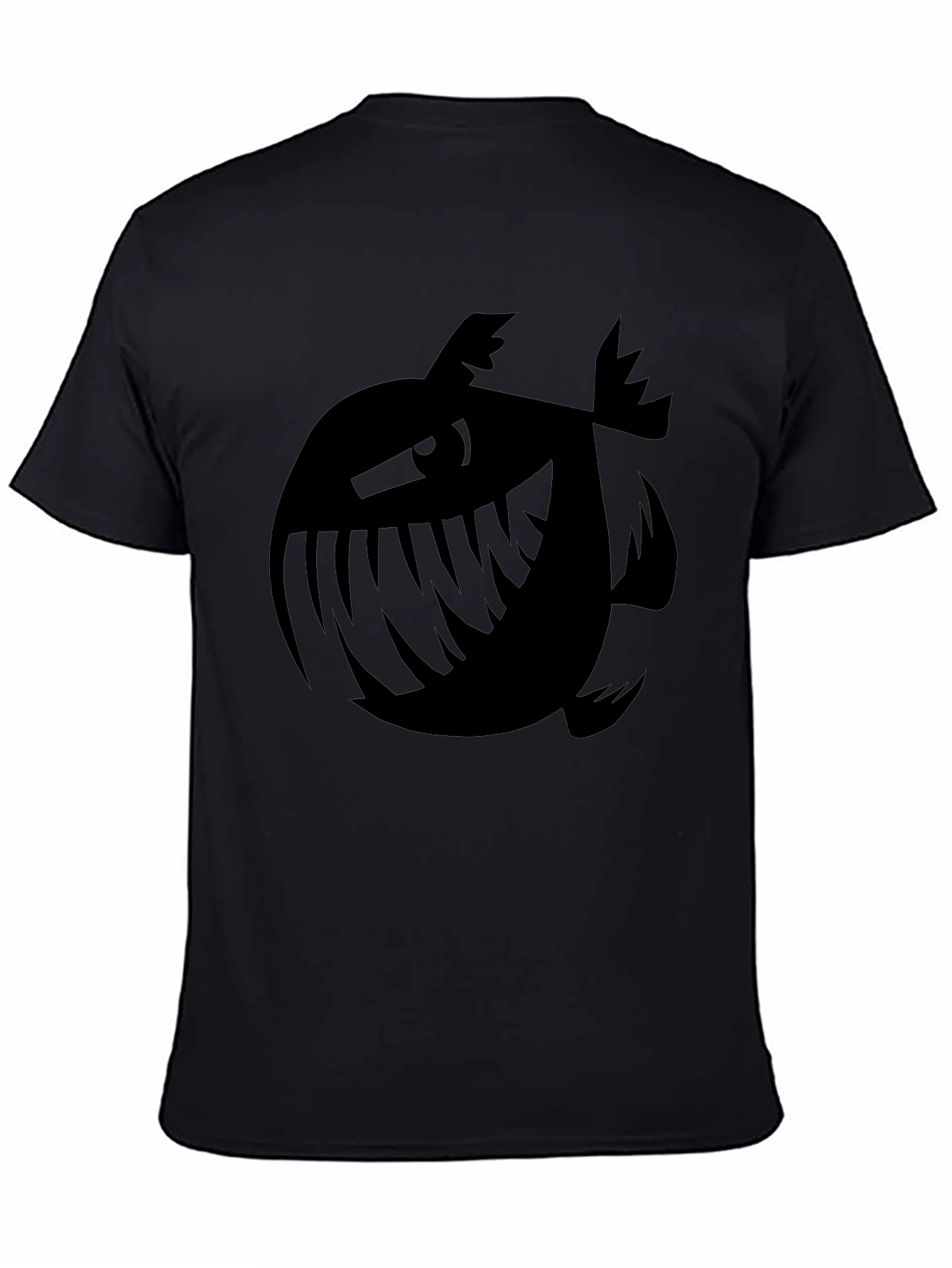 Mens Black Graphic Tee - Piranha Plant Design