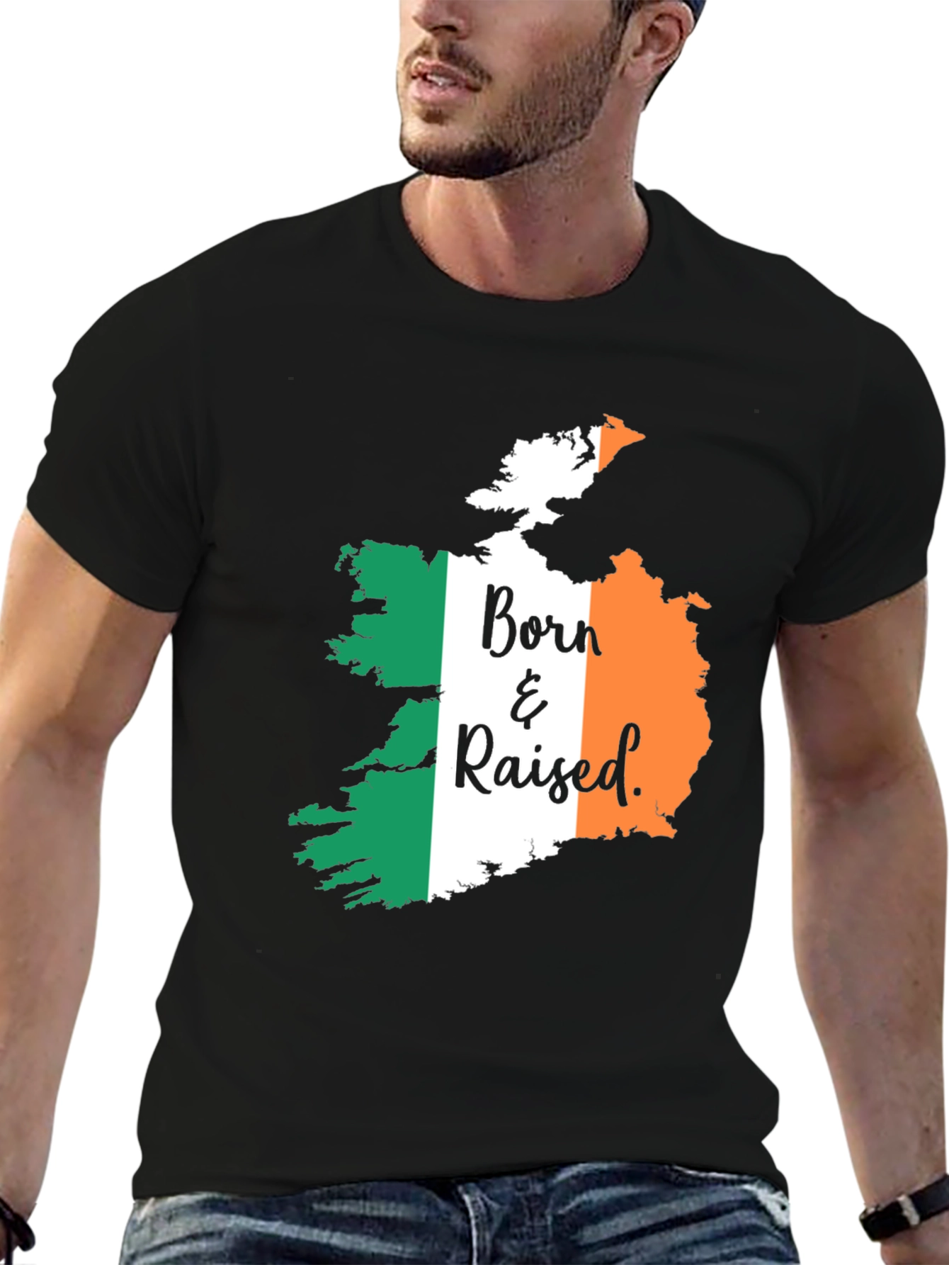 Born & Raised Ireland Flag Graphic T-Shirt