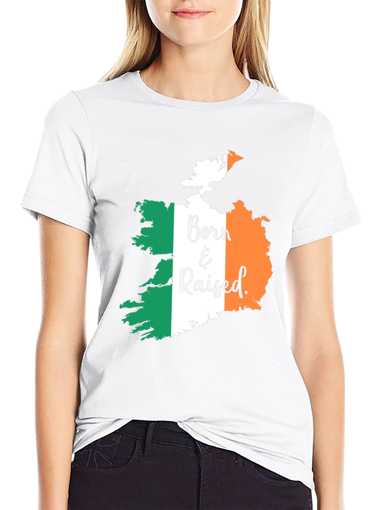 Born & Raised Ireland Flag Graphic T-Shirt