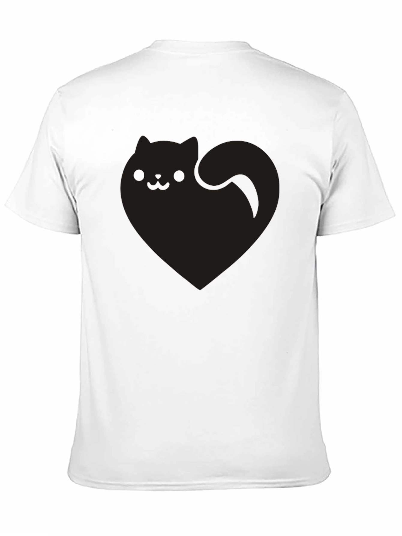 Cute Black Cat Heart Graphic Tee - Soft Cotton