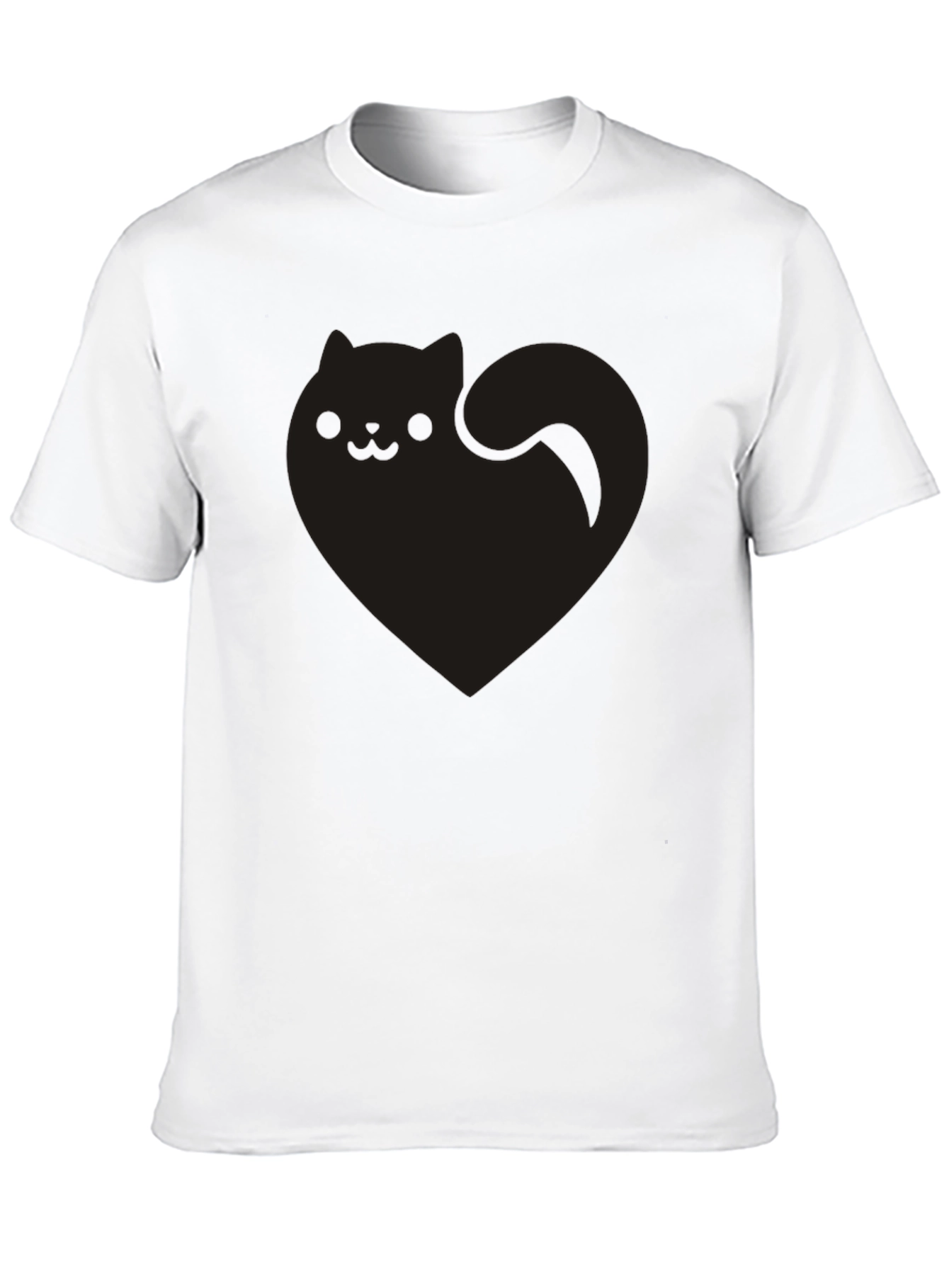 Cute Black Cat Heart Graphic Tee - Soft Cotton