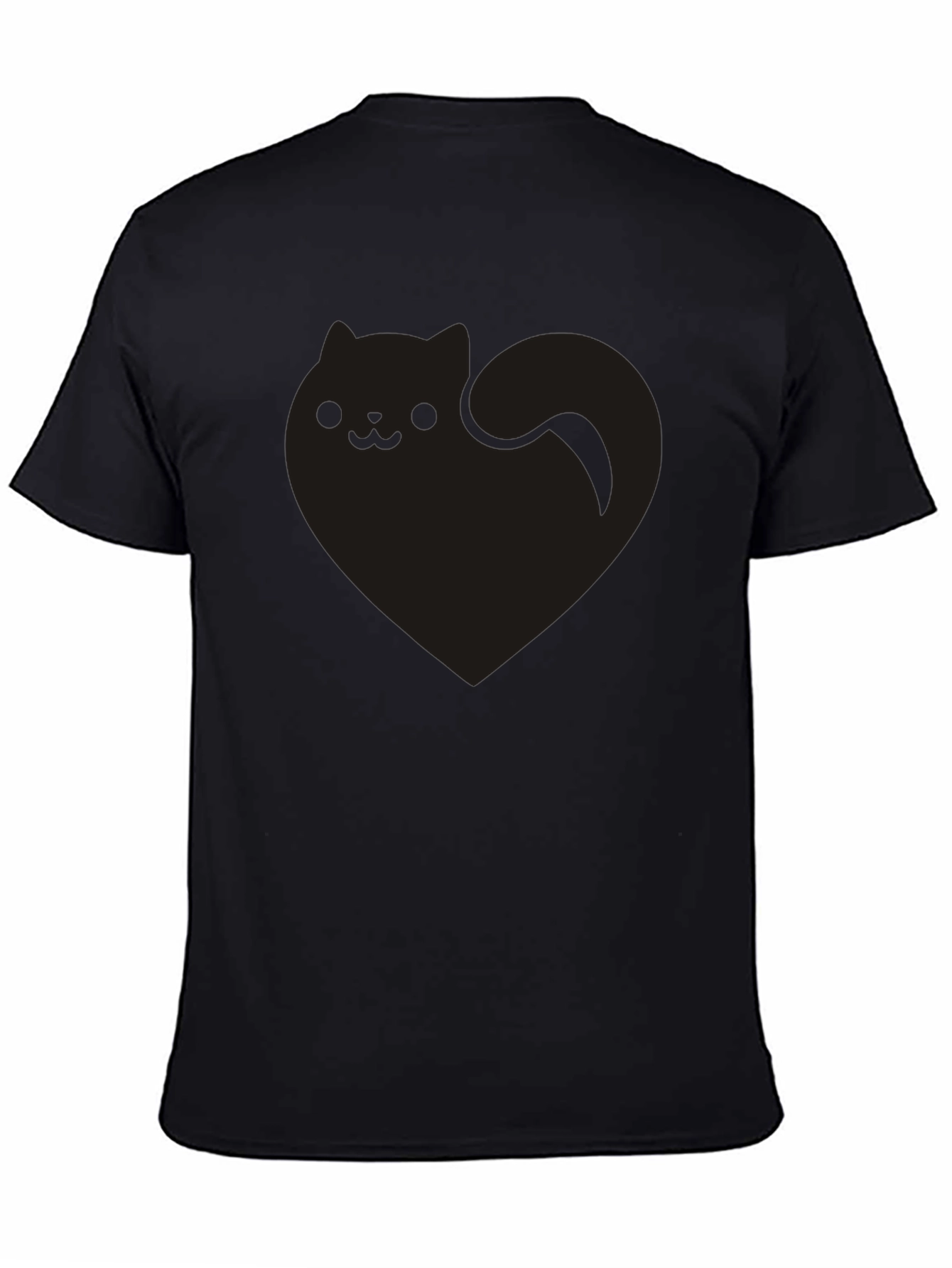 Cute Black Cat Heart Graphic Tee - Soft Cotton