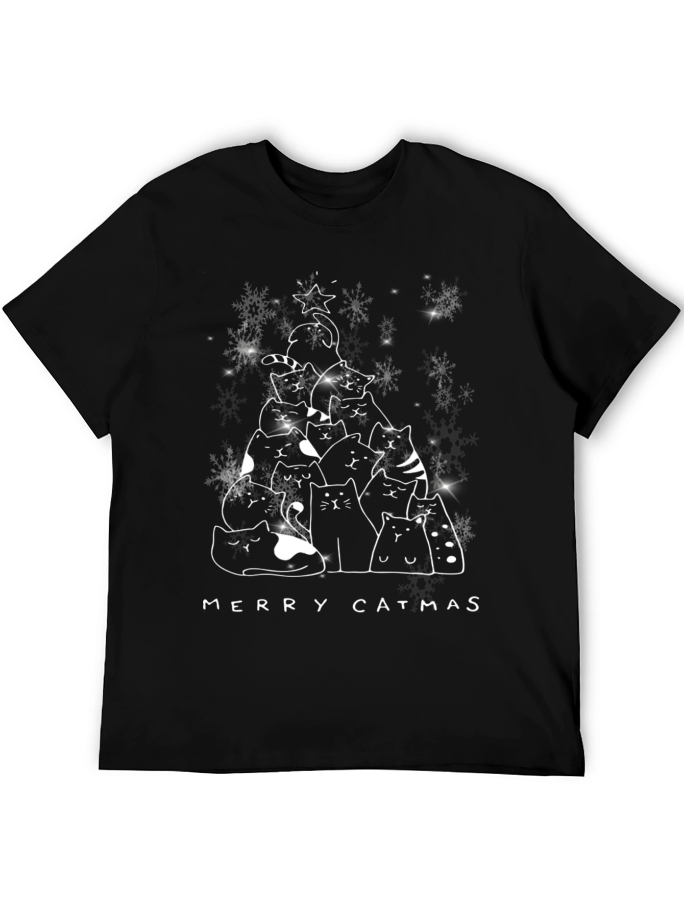 Merry Catmas T-Shirt - Festive Cat Christmas Tree Tee