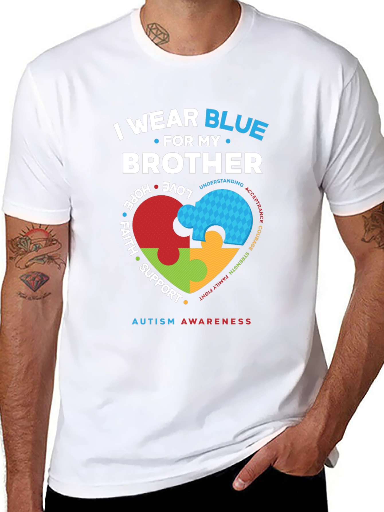 Autism Awareness Brother T-Shirt - I Wear Blue