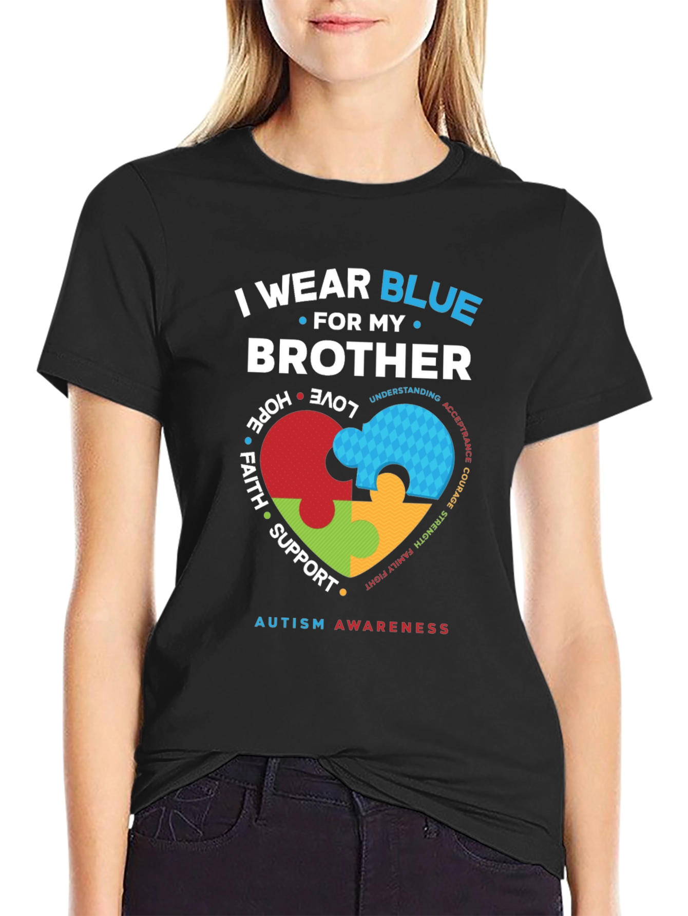 Autism Awareness Brother T-Shirt - I Wear Blue