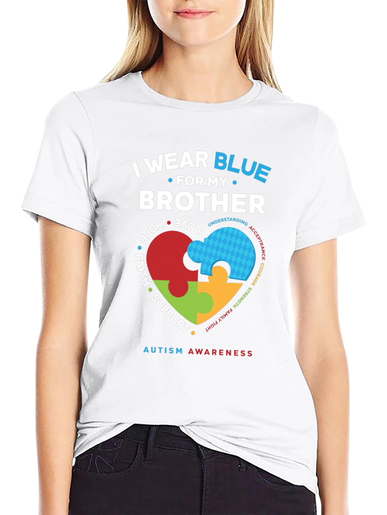 Autism Awareness Brother T-Shirt - I Wear Blue