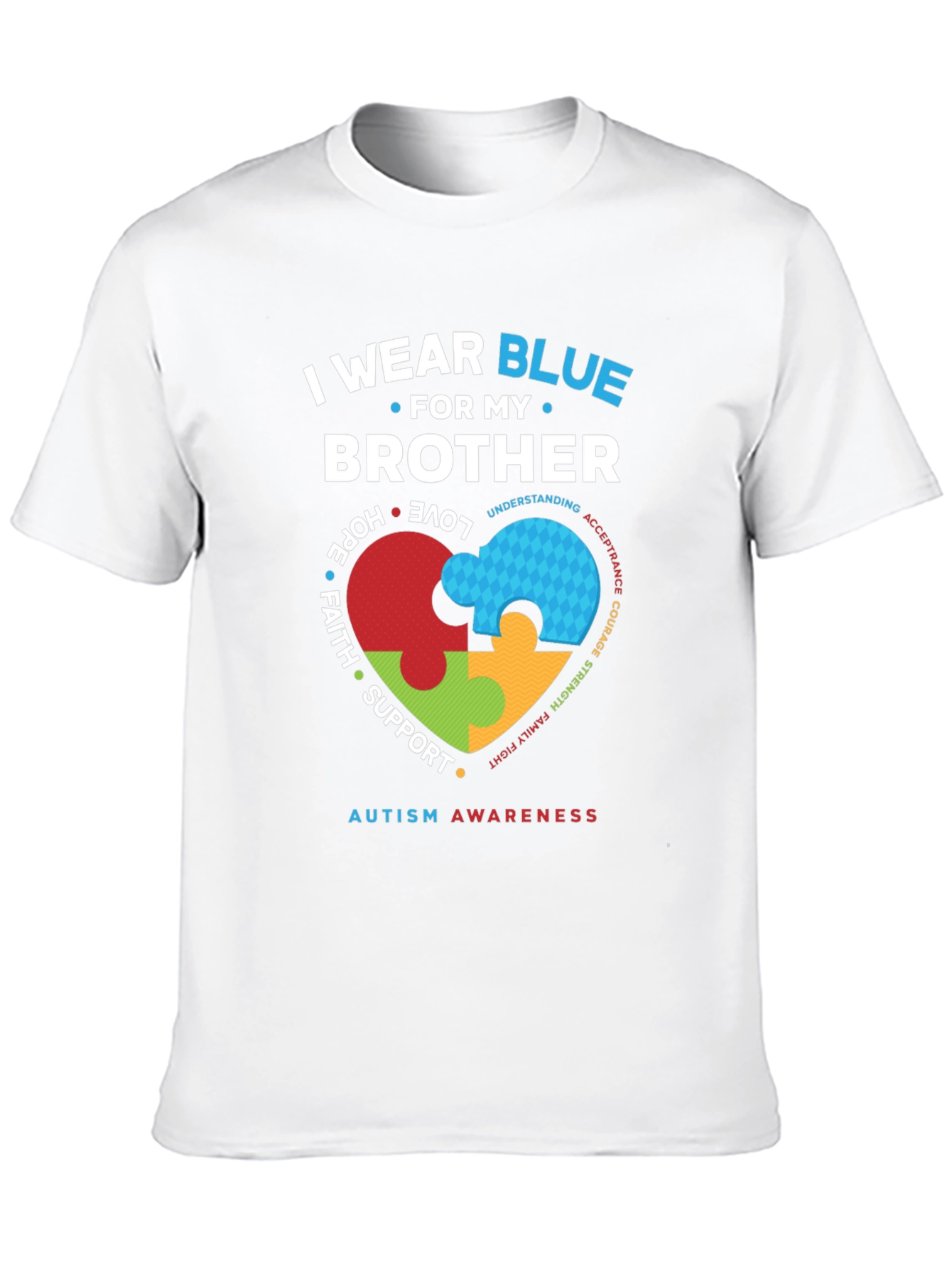 Autism Awareness Brother T-Shirt - I Wear Blue