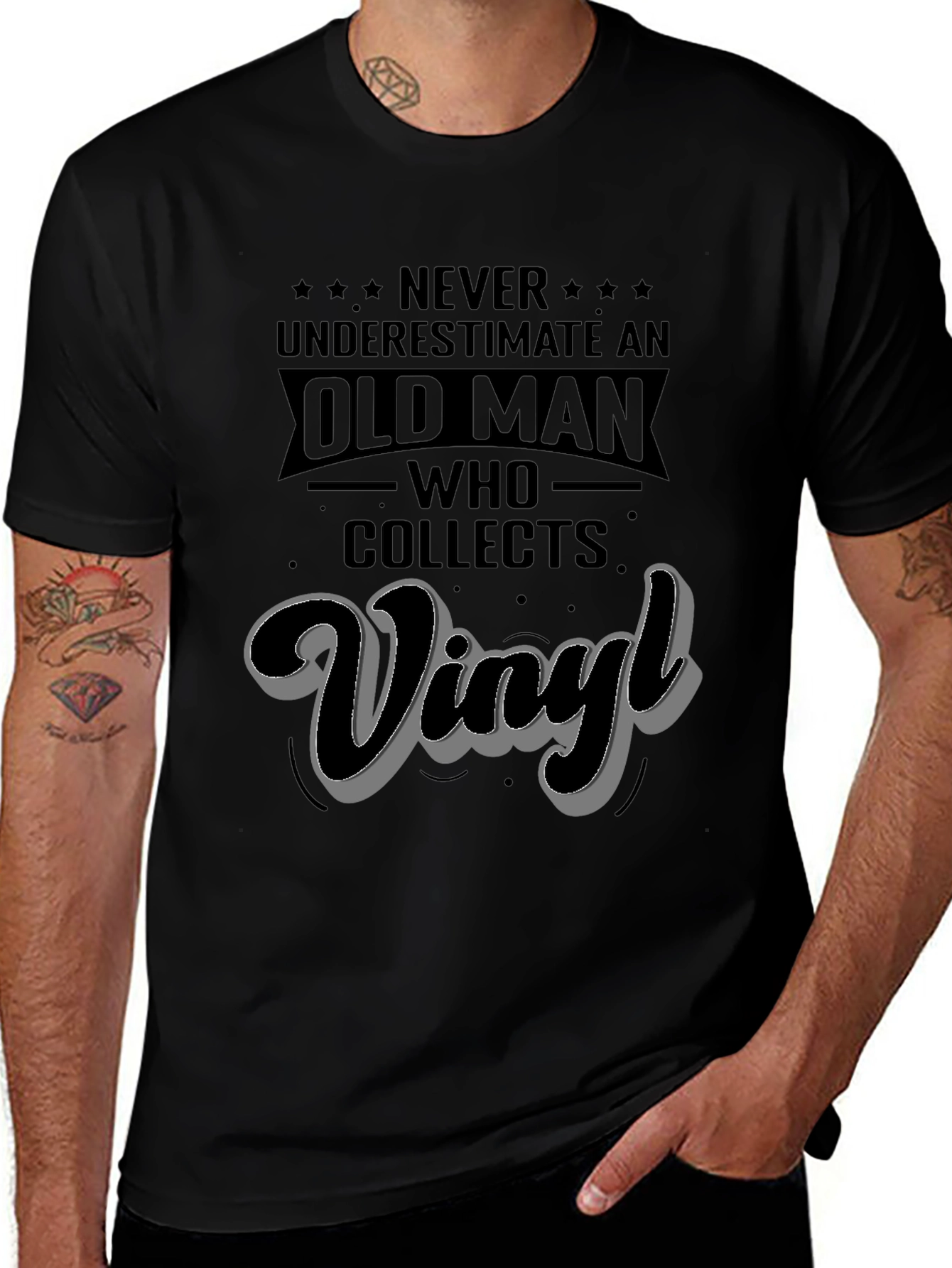 Vinyl Collector T-Shirt - Old Man Never Underestimate