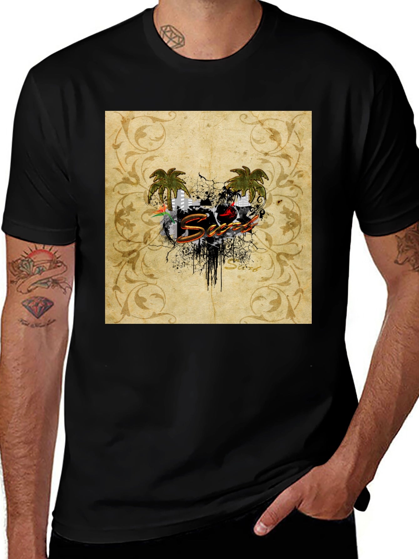 Tropical Vibe Black T-Shirt