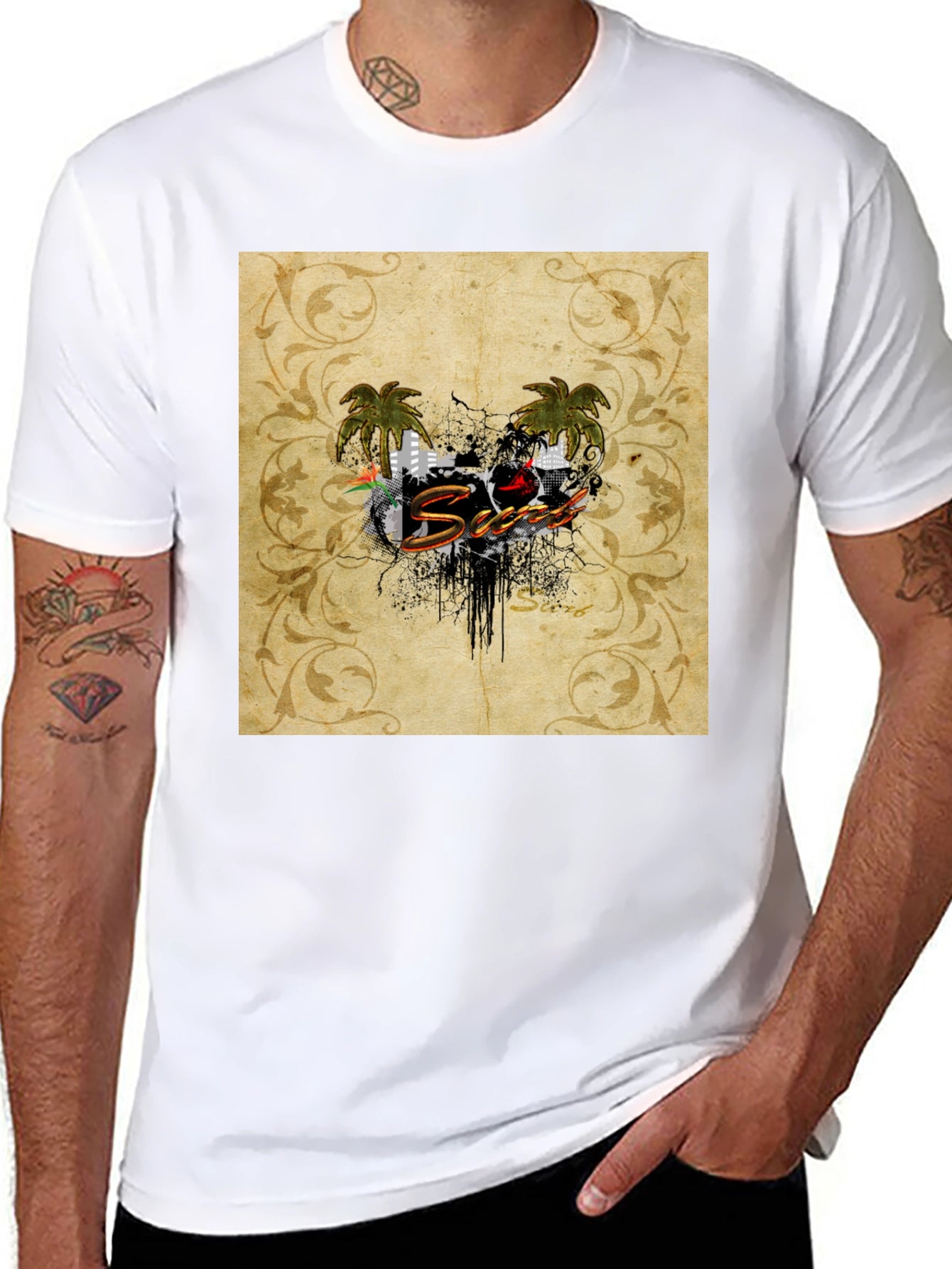 Tropical Vibe Black T-Shirt