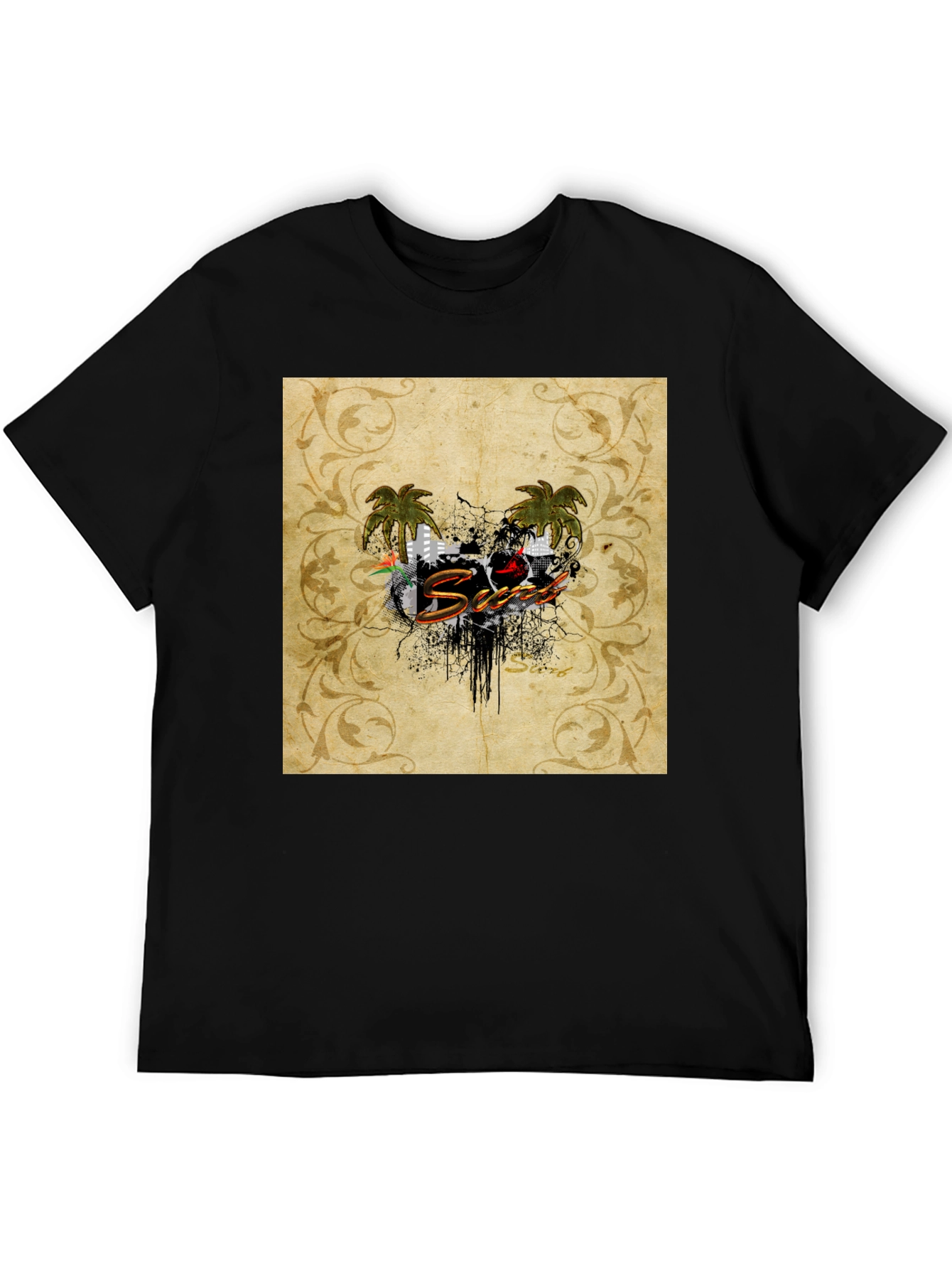 Tropical Vibe Black T-Shirt