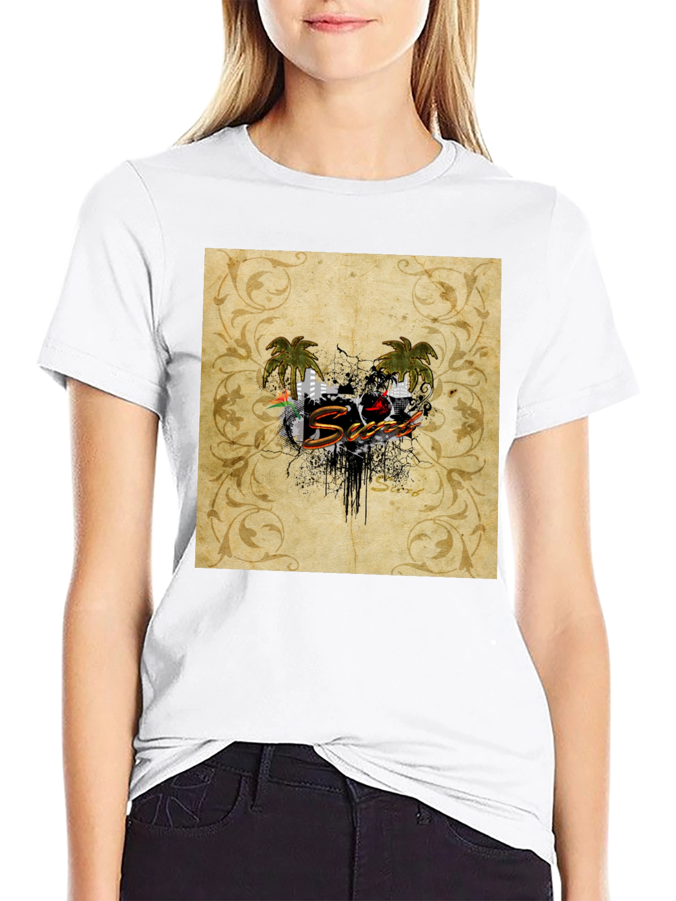 Tropical Vibe Black T-Shirt
