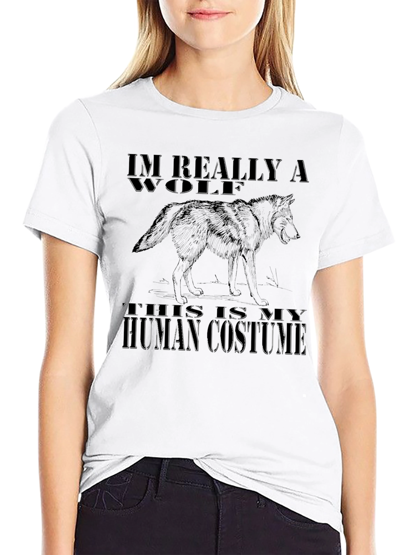 Im Really A Wolf Human Costume Graphic T-Shirt
