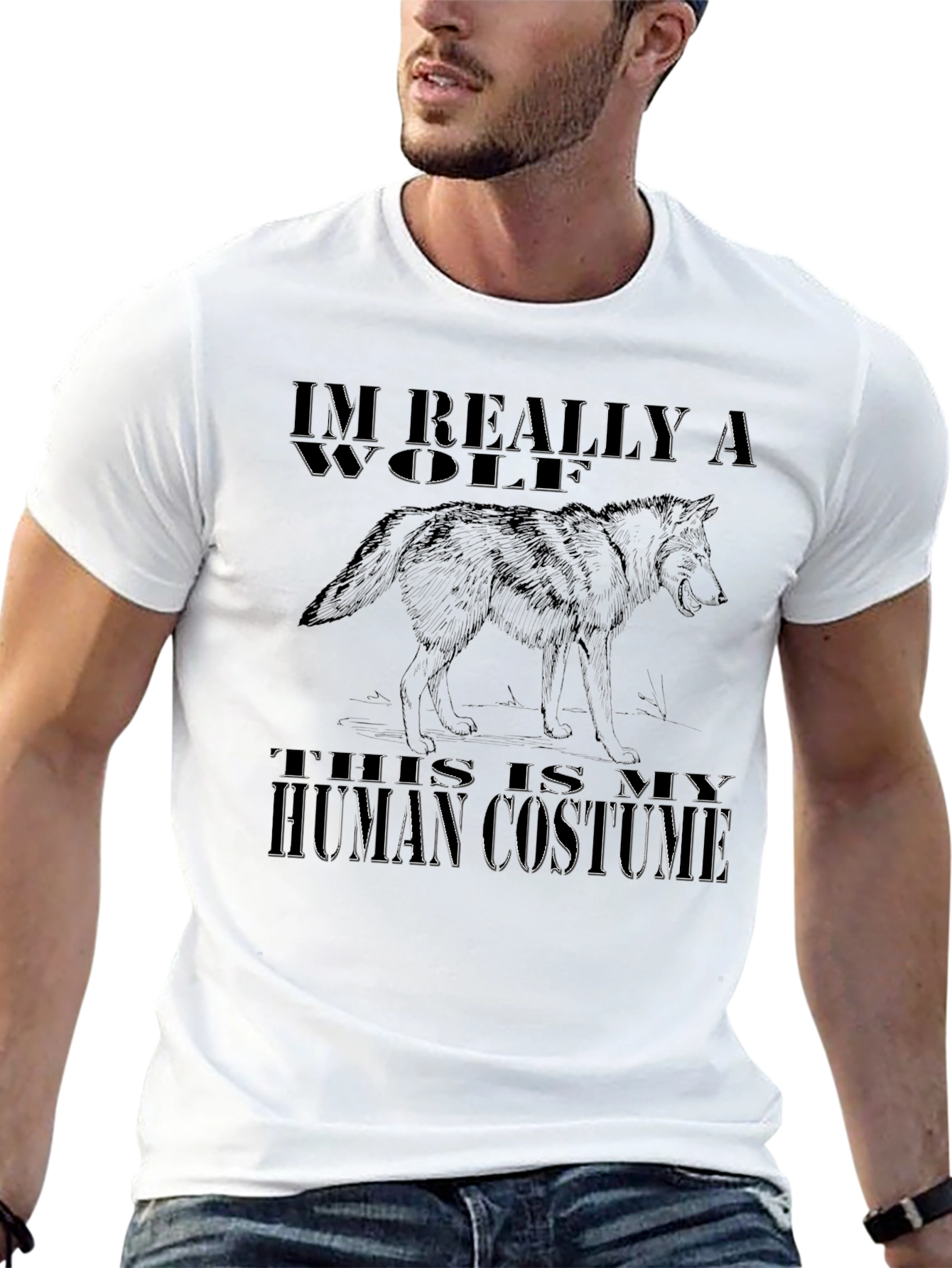 Im Really A Wolf Human Costume Graphic T-Shirt