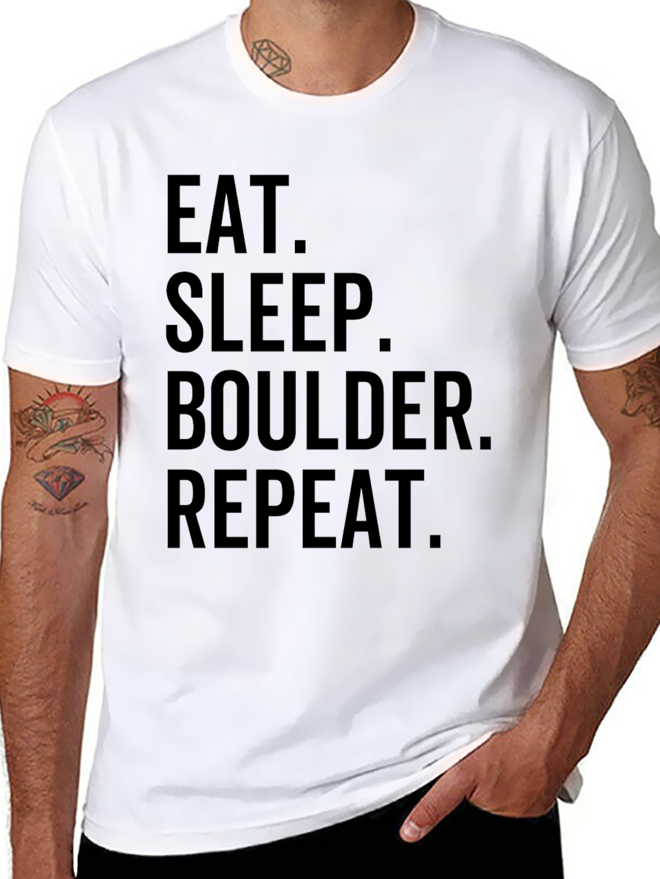 Eat Sleep Boulder Repeat Black Graphic T-Shirt