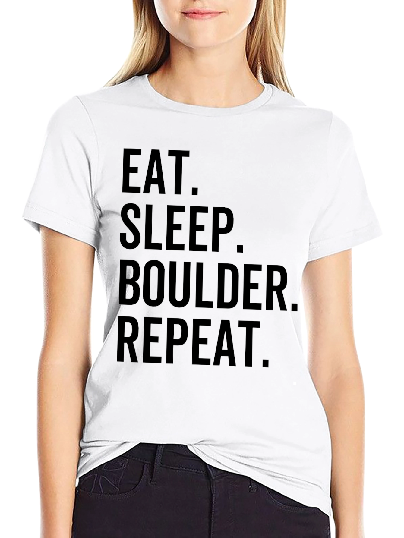 Eat Sleep Boulder Repeat Black Graphic T-Shirt