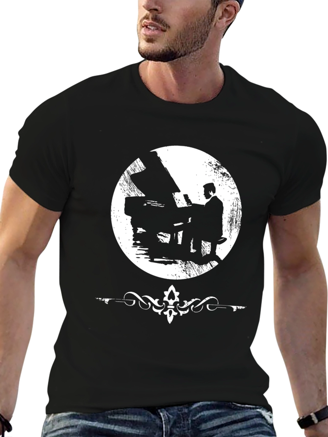 Piano Man Graphic T-Shirt - Black