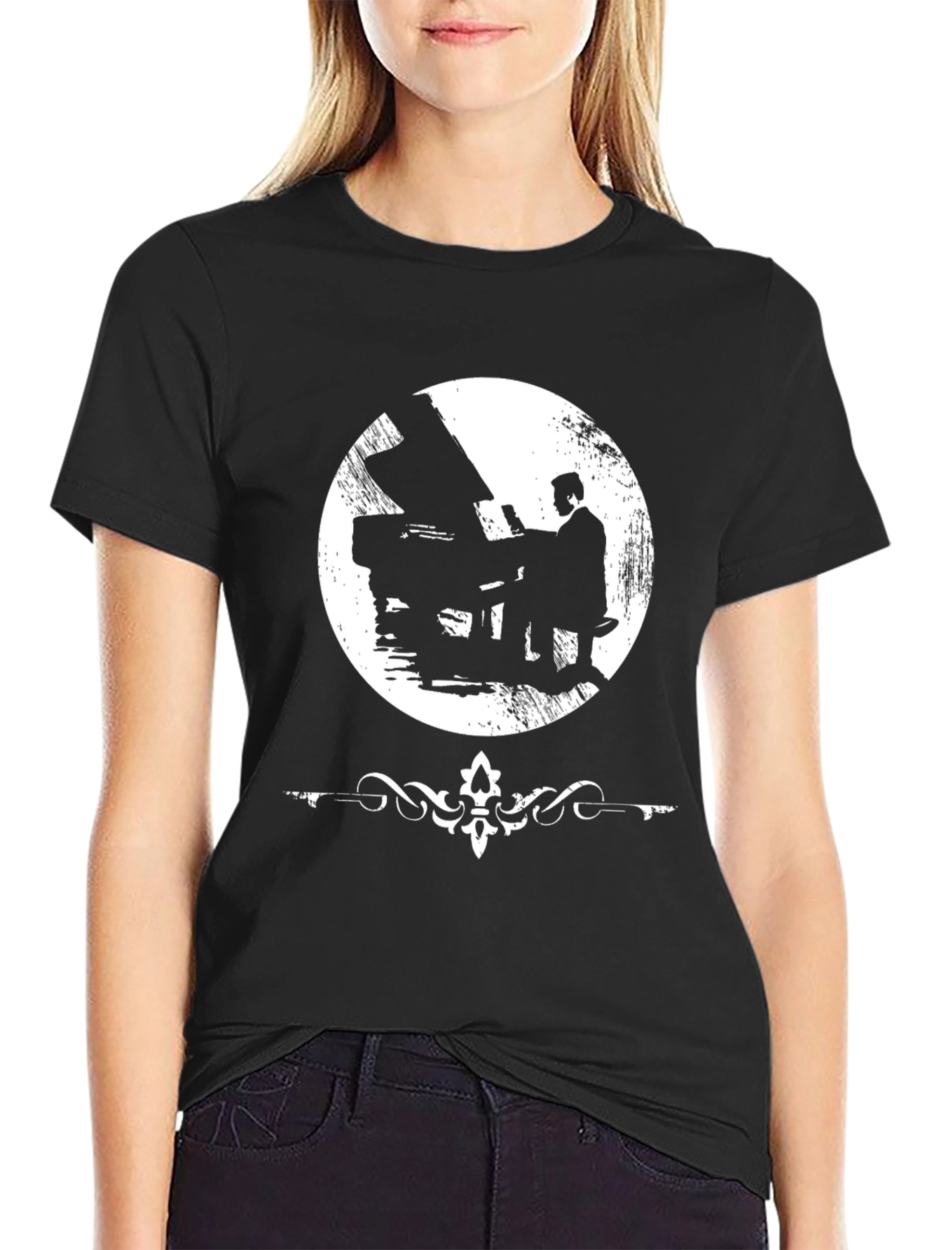 Piano Man Graphic T-Shirt - Black