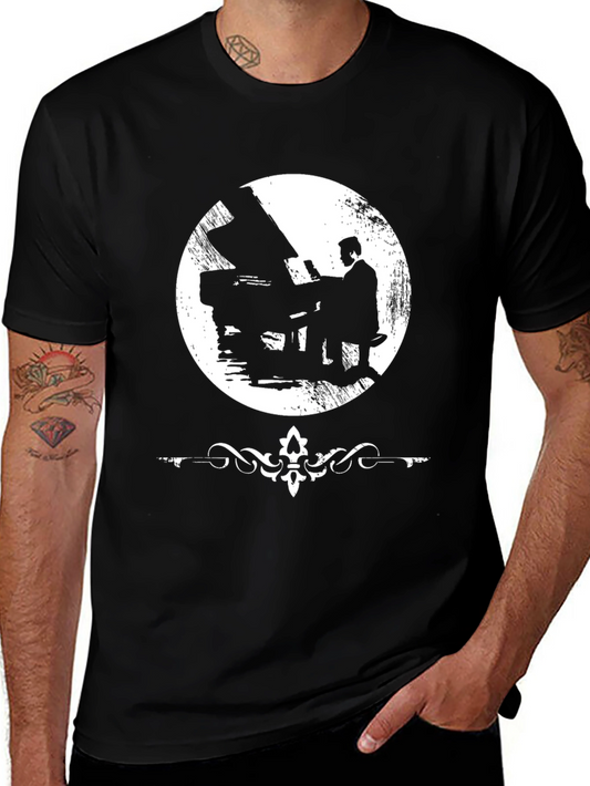 Piano Man Graphic T-Shirt - Black