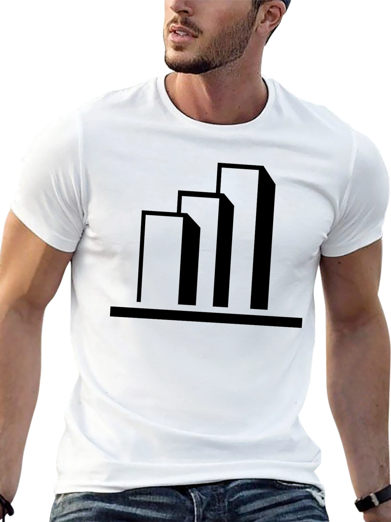 Modern Building Graphic Tee - Black Cotton T-Shirt
