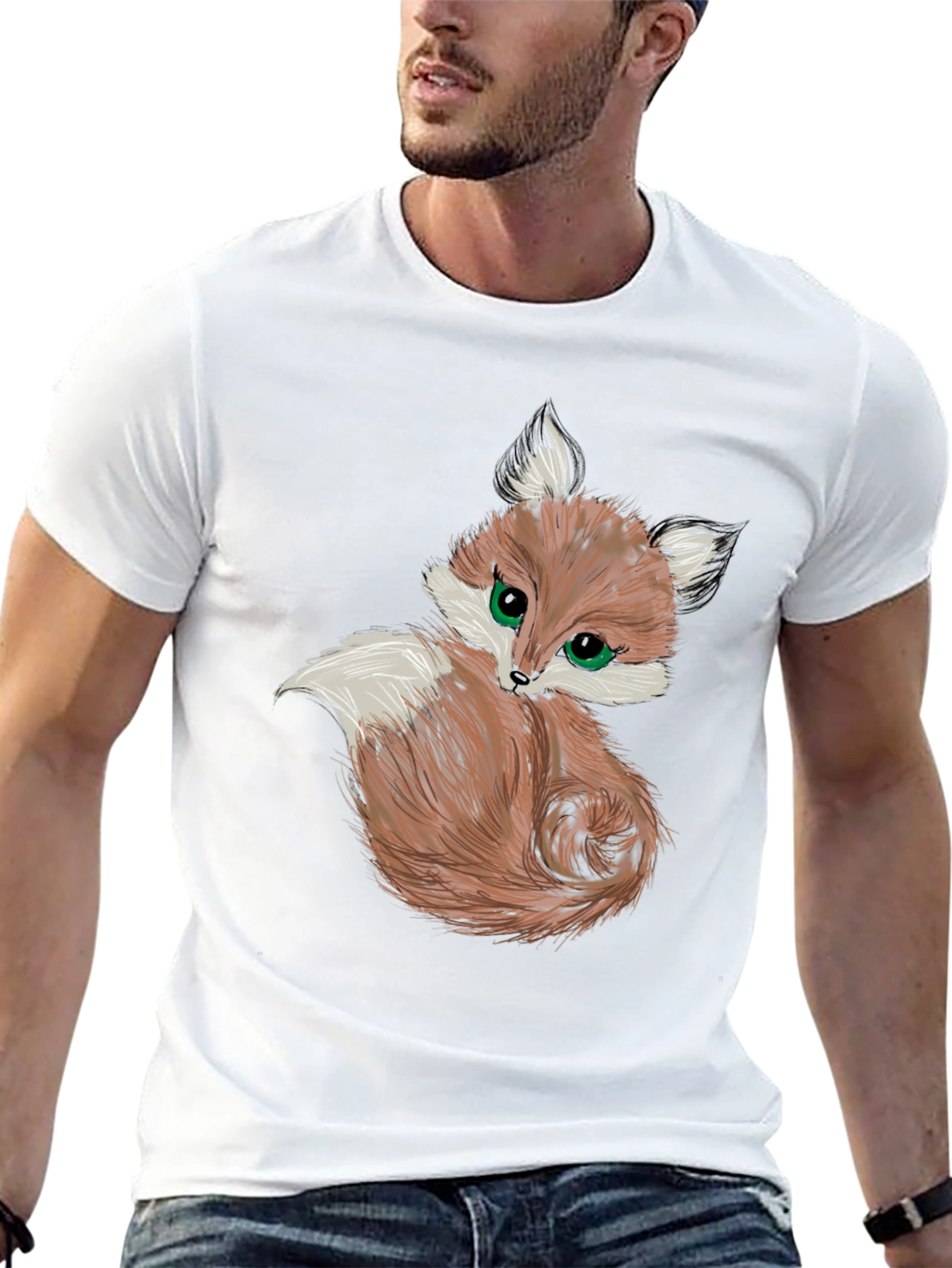 Cute Fox Graphic Tee - Black Unisex Shirt