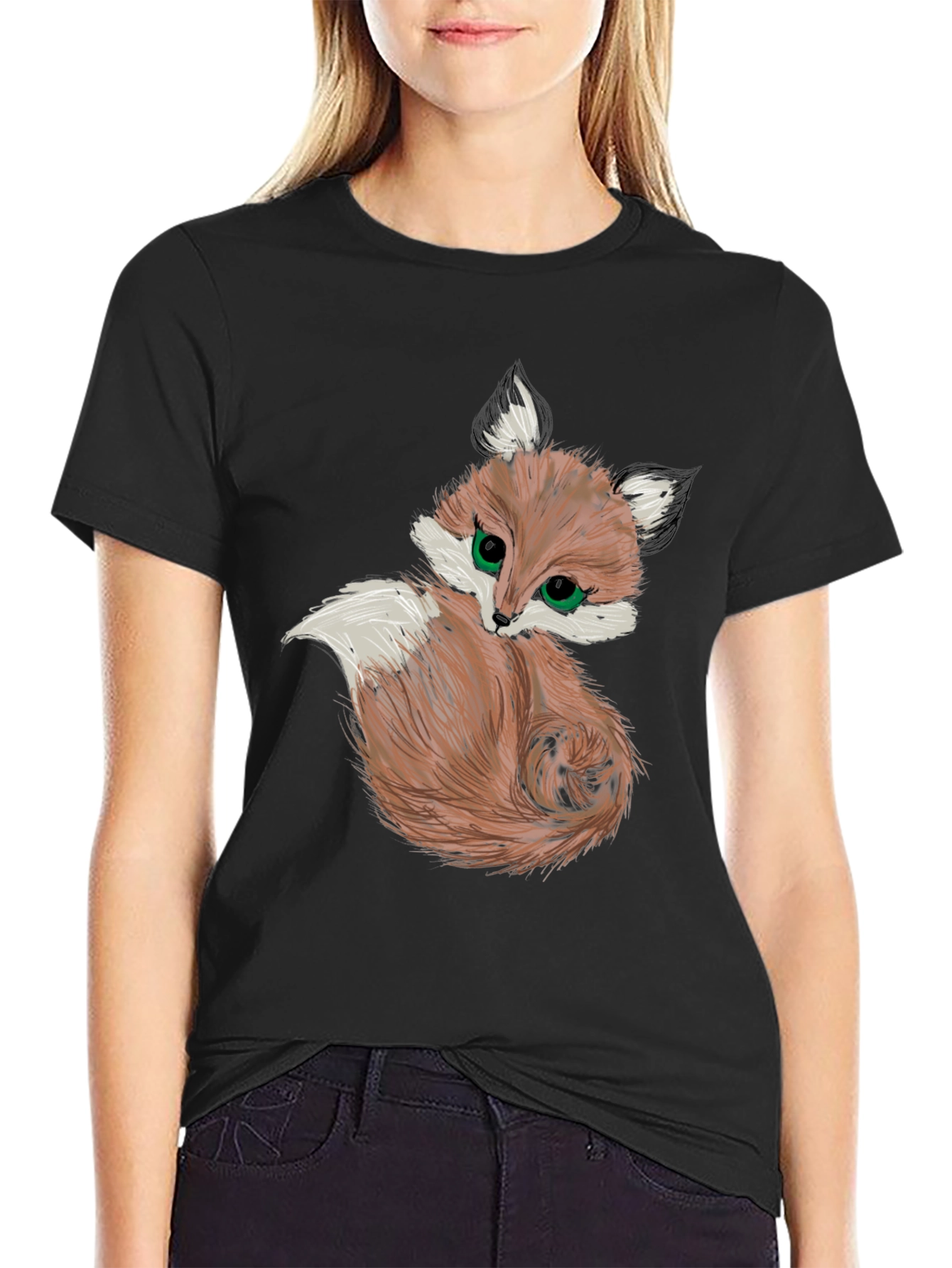 Cute Fox Graphic Tee - Black Unisex Shirt