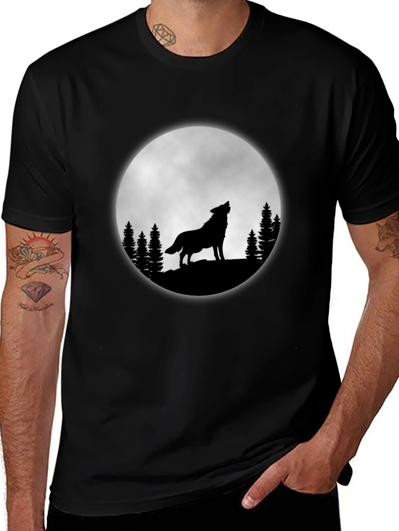 Wolf Moon T-Shirt - Black Cotton Graphic Tee