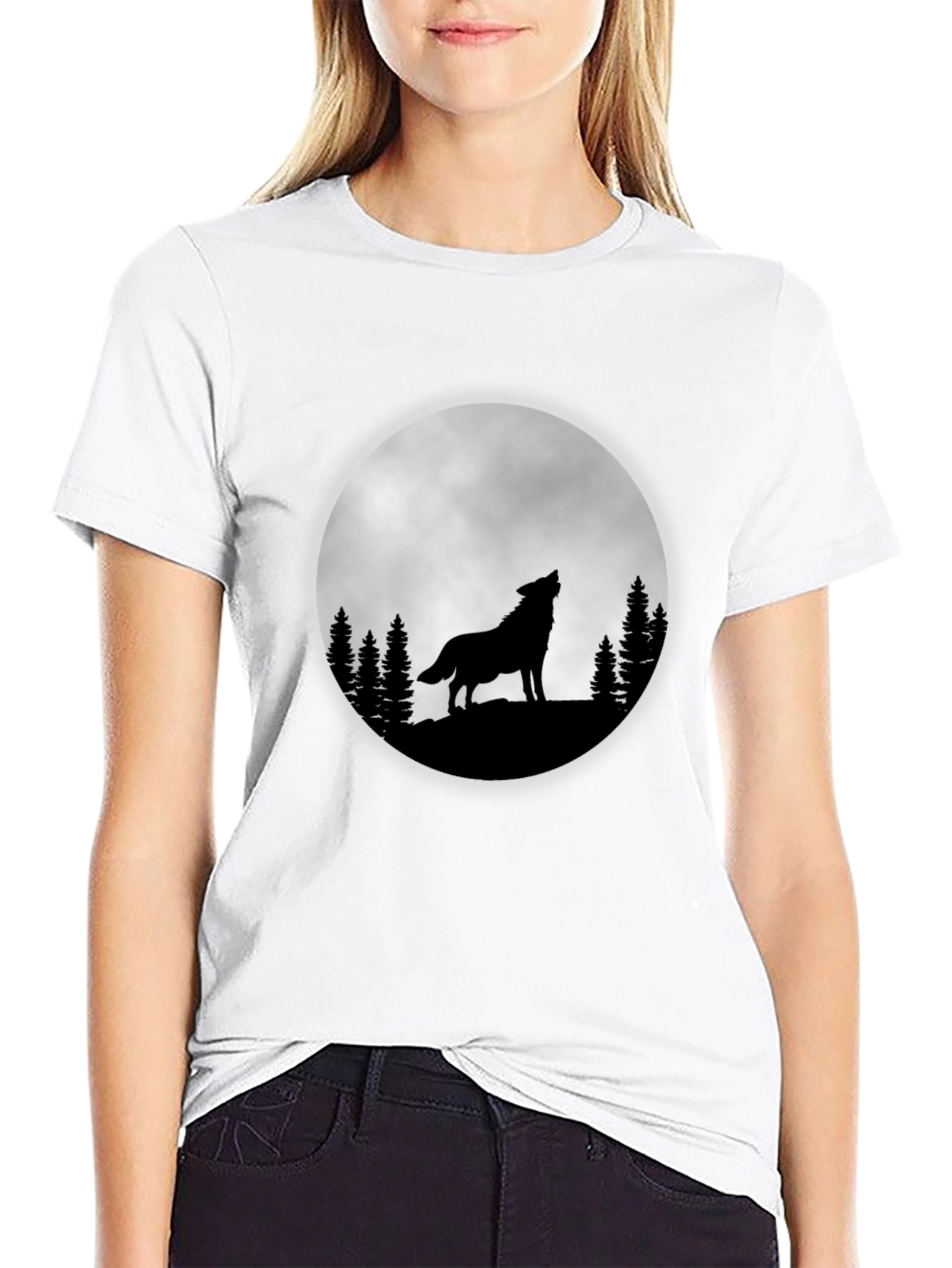 Wolf Moon T-Shirt - Black Cotton Graphic Tee