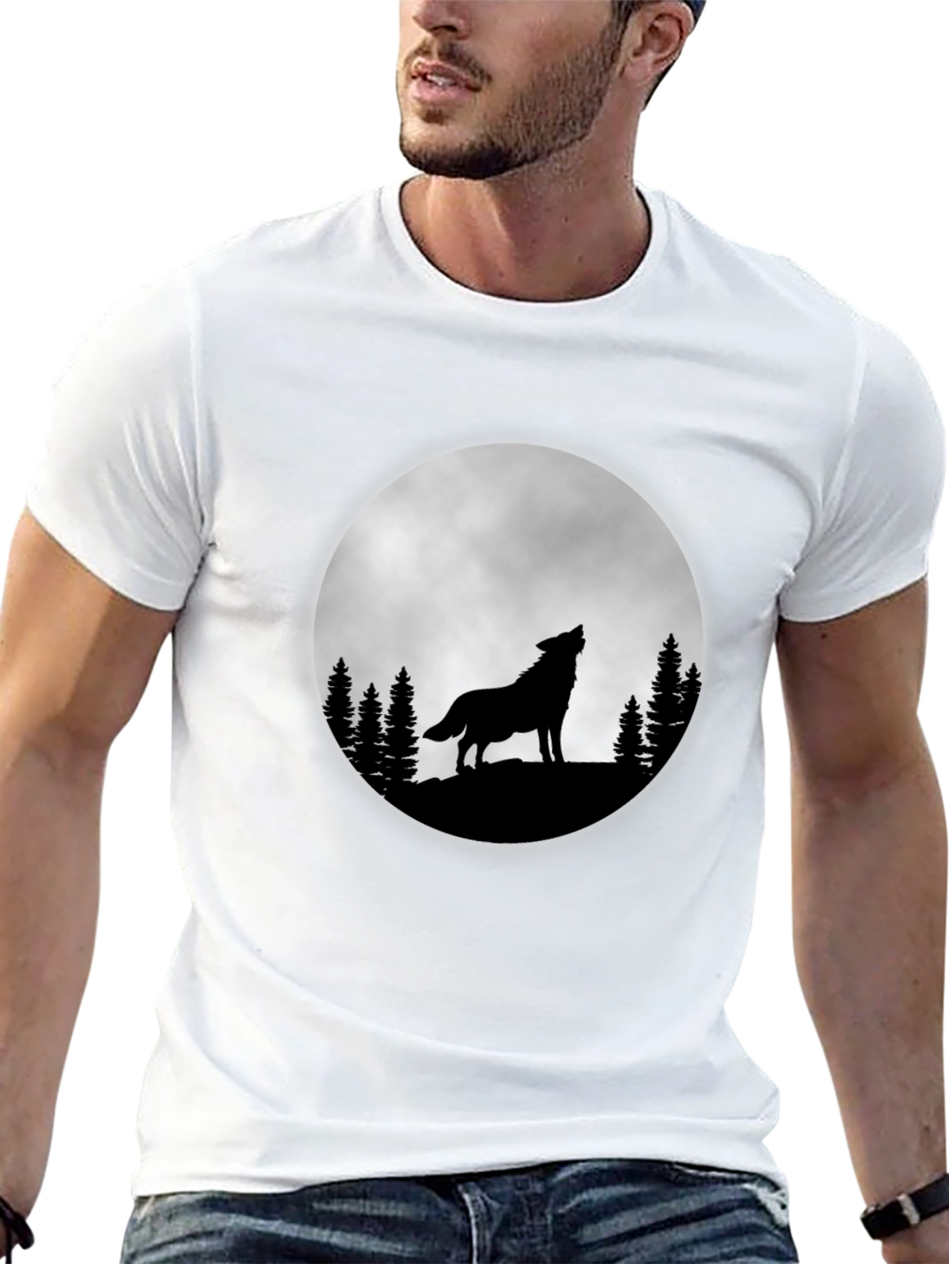 Wolf Moon T-Shirt - Black Cotton Graphic Tee