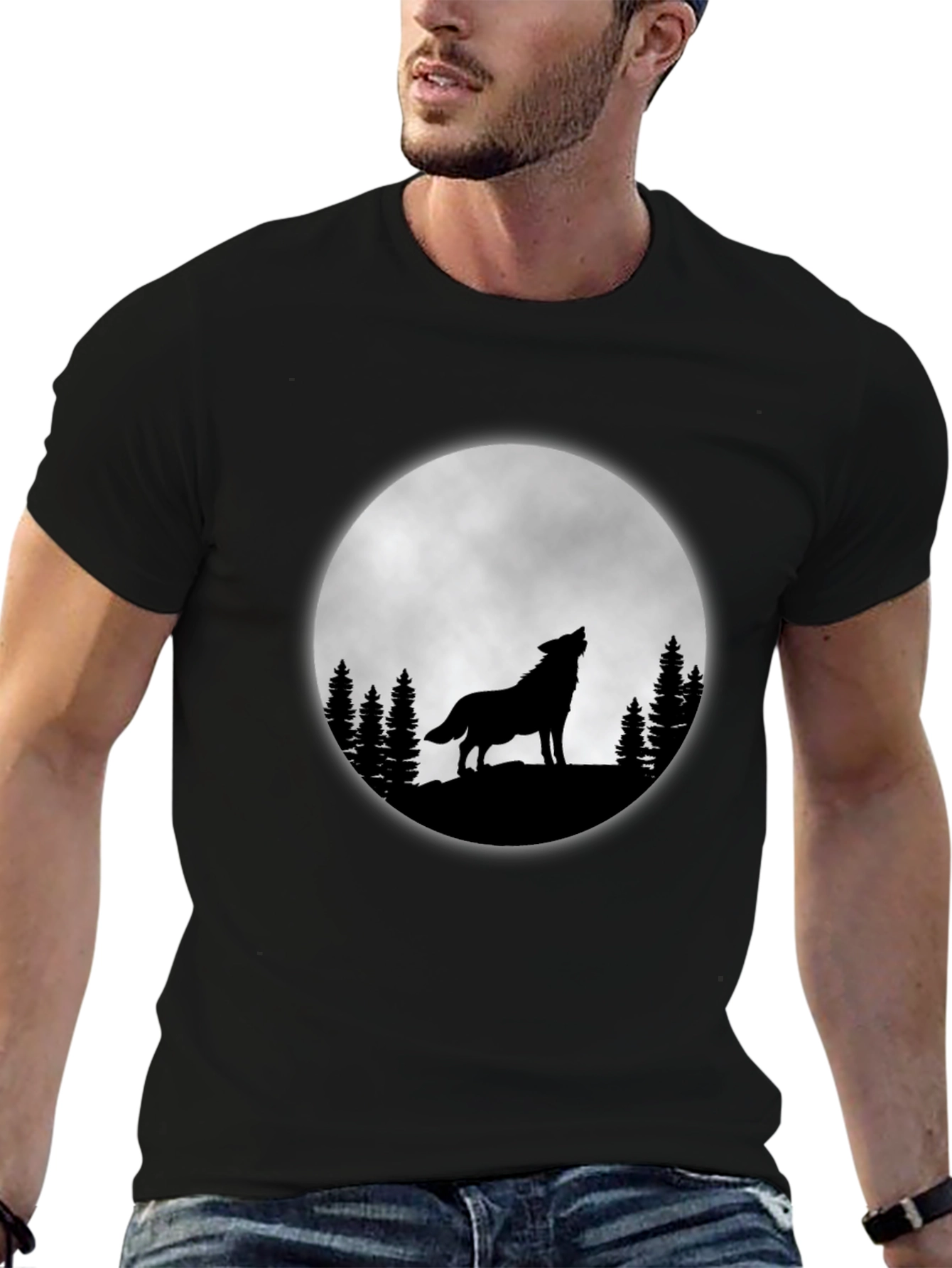 Wolf Moon T-Shirt - Black Cotton Graphic Tee