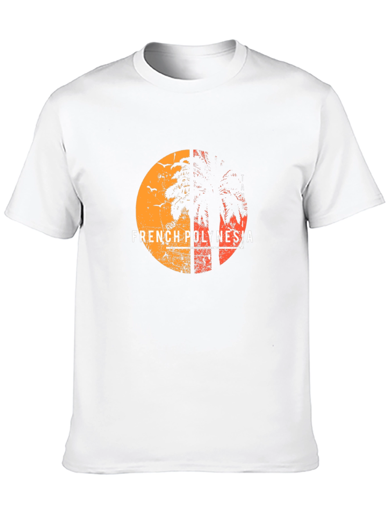 French Polynesia Graphic Tee - Sunset Palm Design