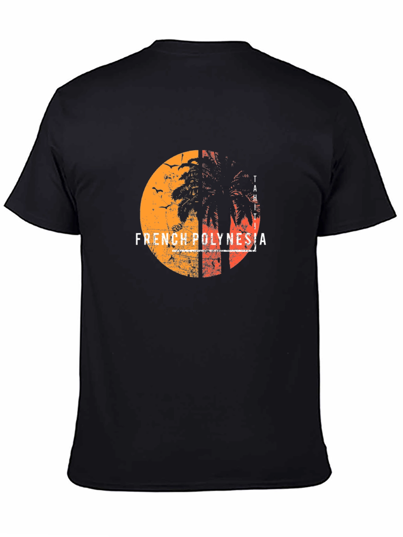French Polynesia Graphic Tee - Sunset Palm Design
