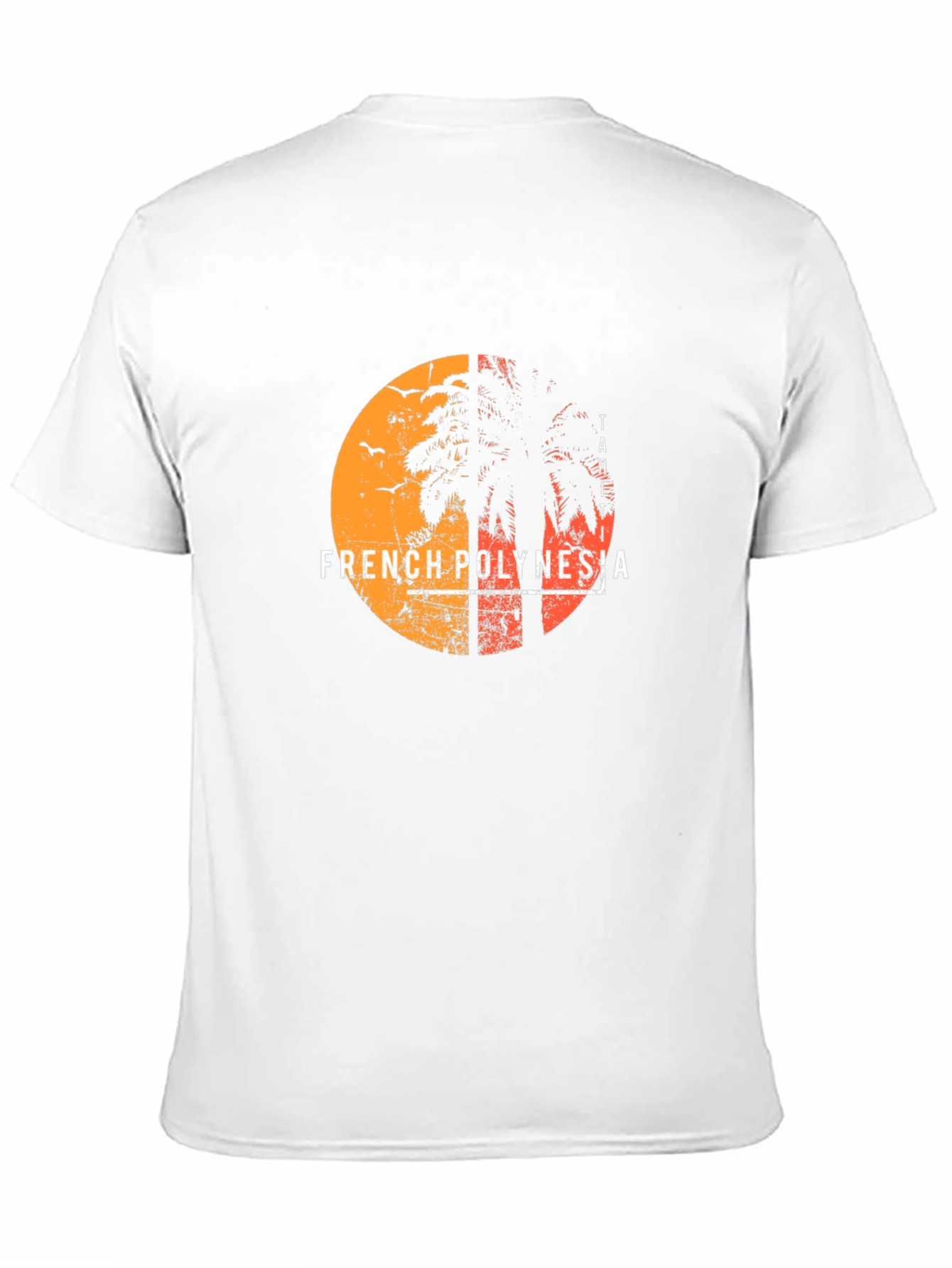 French Polynesia Graphic Tee - Sunset Palm Design