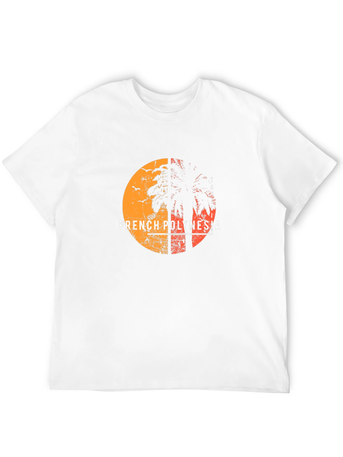 French Polynesia Graphic Tee - Sunset Palm Design